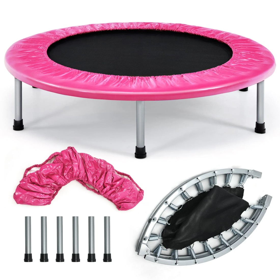 1 Costway Folding Trampoline Portable Recreational Rebounder Outdoor Toy Pink, 1 of 2