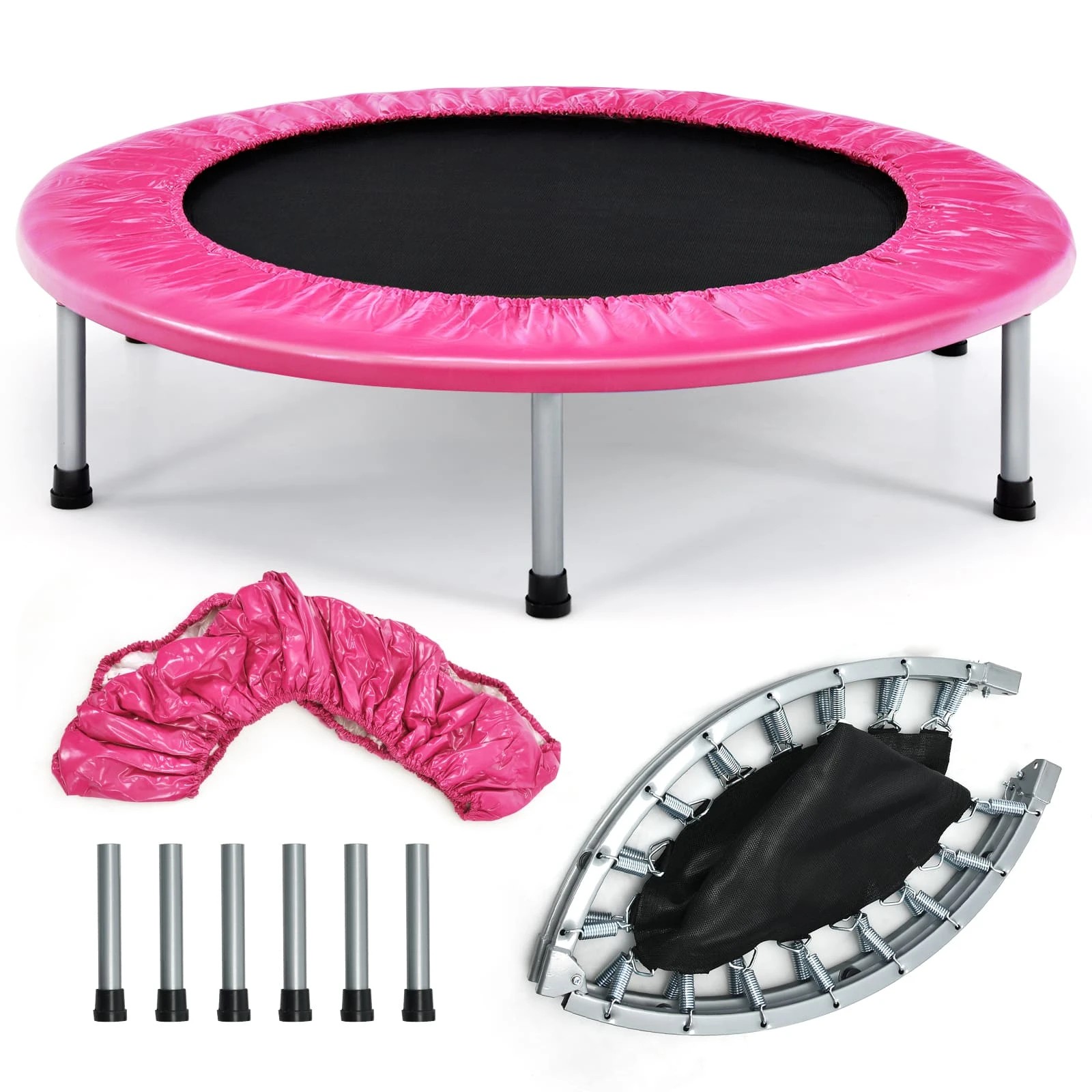 1 Costway Folding Trampoline Portable Recreational Rebounder Outdoor Toy Pink, 1 of 2
