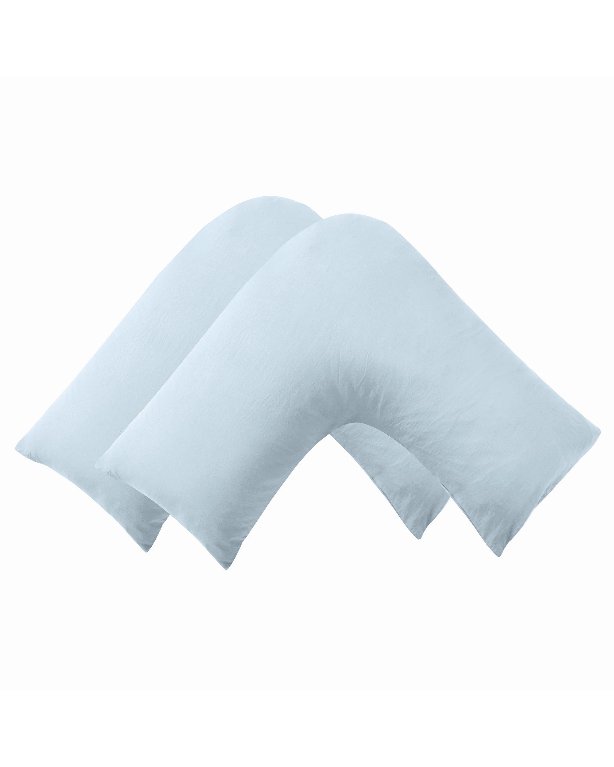 2 Dreamaker Superfine Washed Microfibre V-Shape Pillowcase Twin Pack - Ice Blue, 2 of 5
