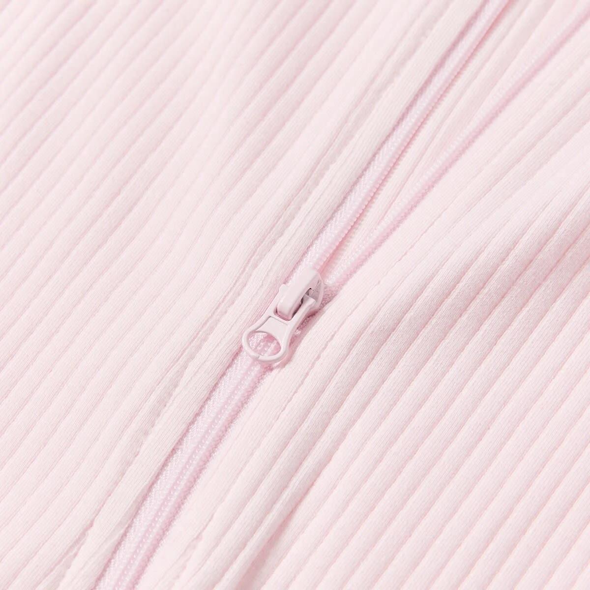 4 Short Sleeve Rib Zip Romper BALLERINA, 4 of 4