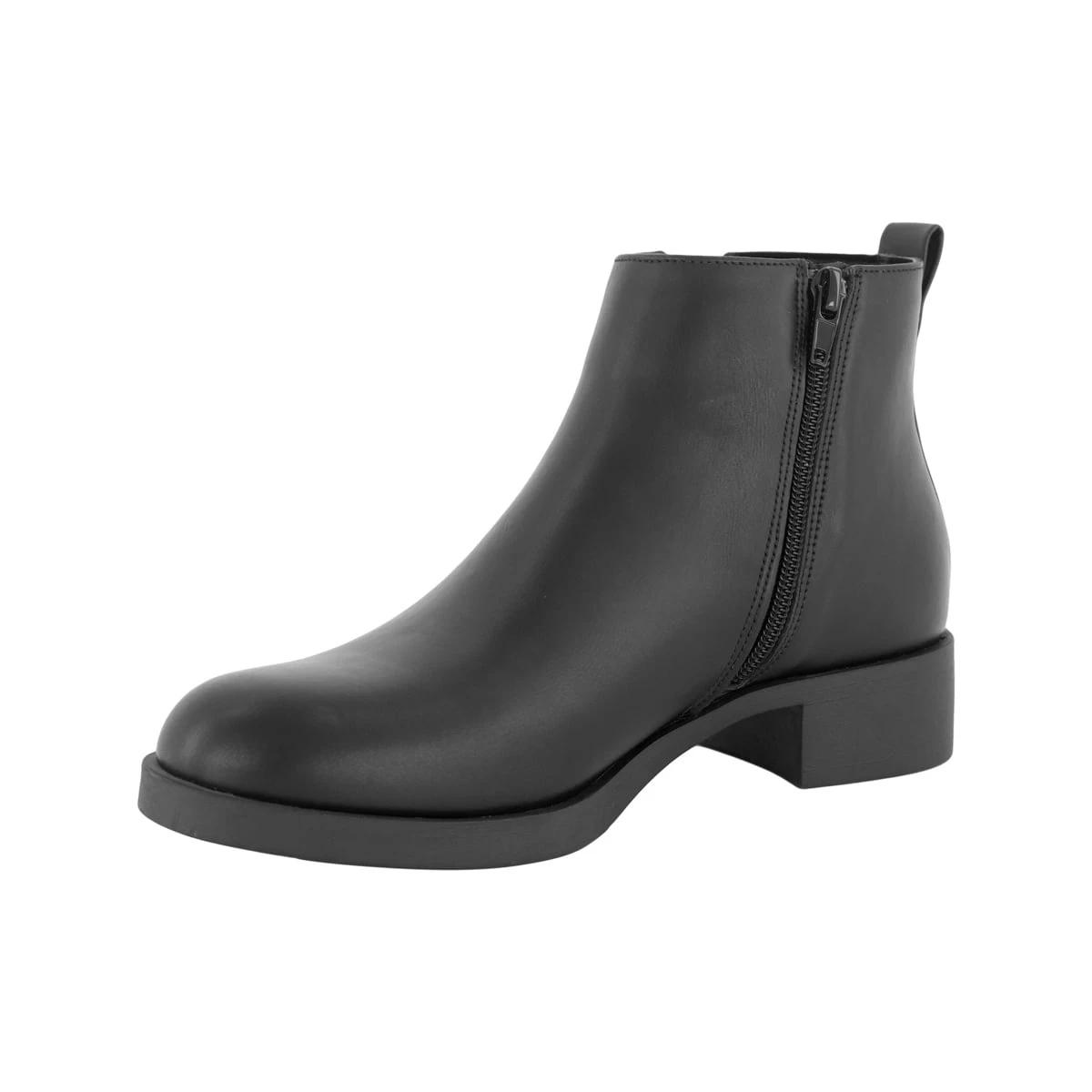 2 PU Zip Flat Boots Black, 2 of 5