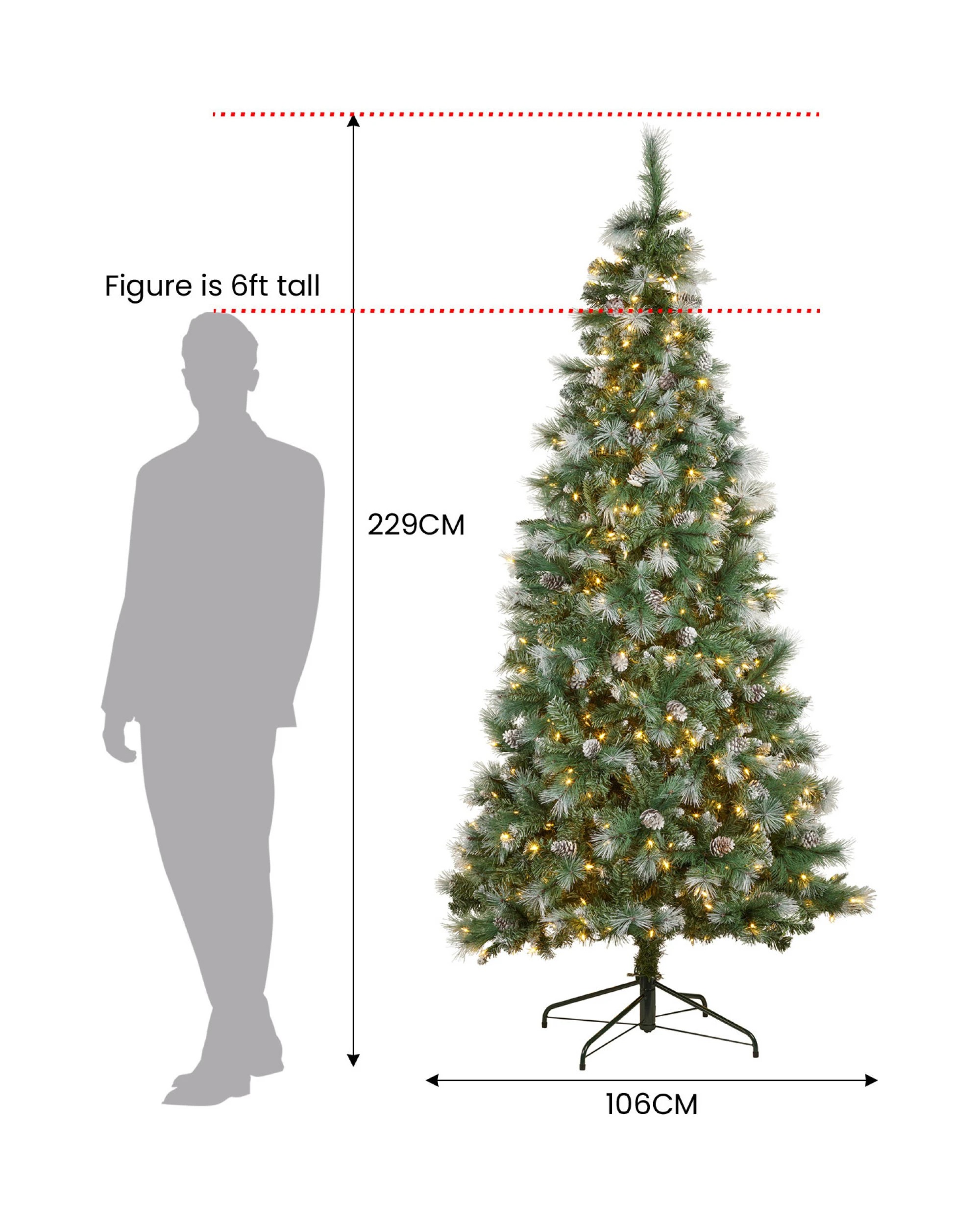 3 Christabelle 2.3m Bayville Pine Slim Pre-Lit Christmas Tree, 3 of 3