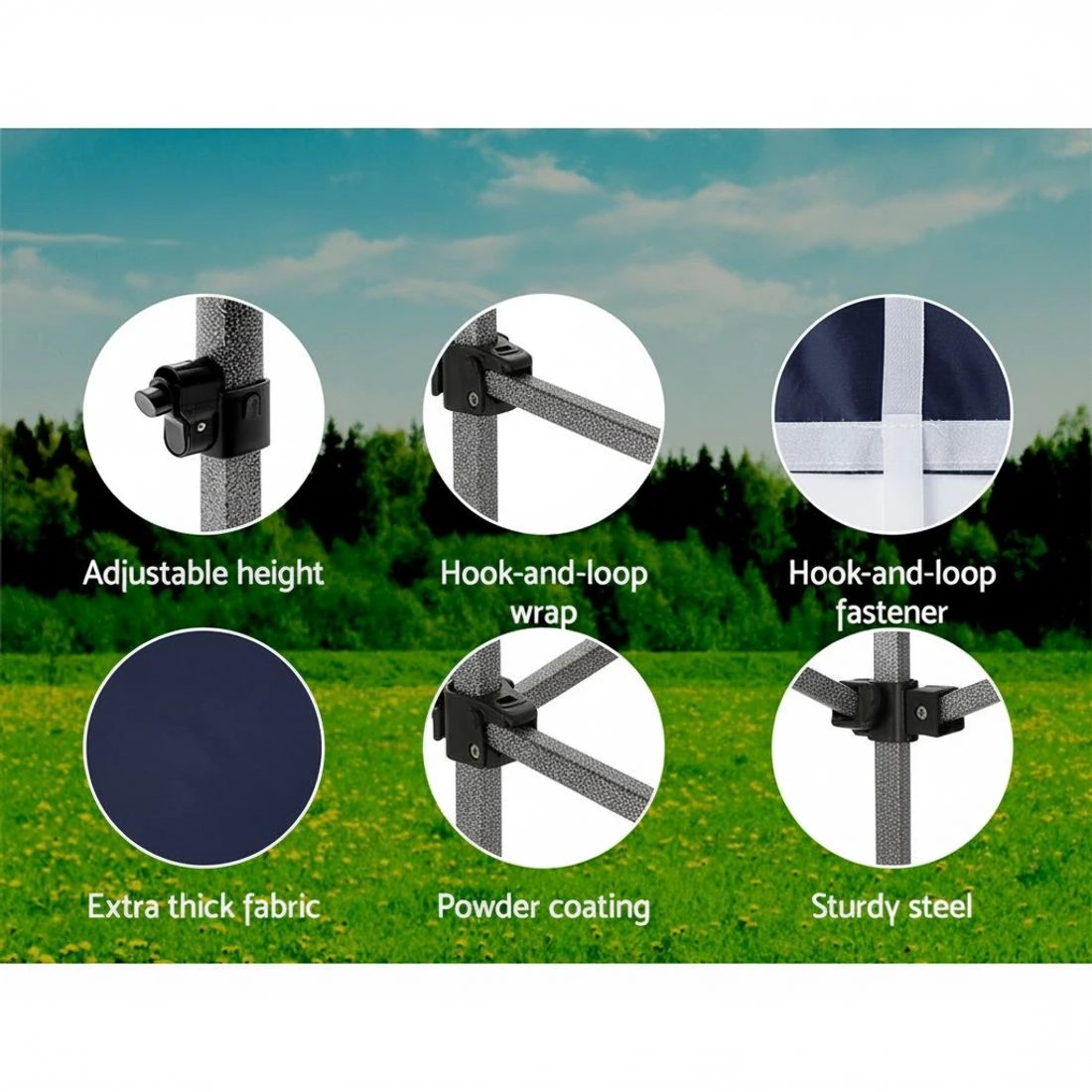 6 Instahut Gazebo 3x3 Pop Up Marquee Folding Tent Wedding Gazebos Camping Outdoor Shade Canopy - Blue, 6 of 8