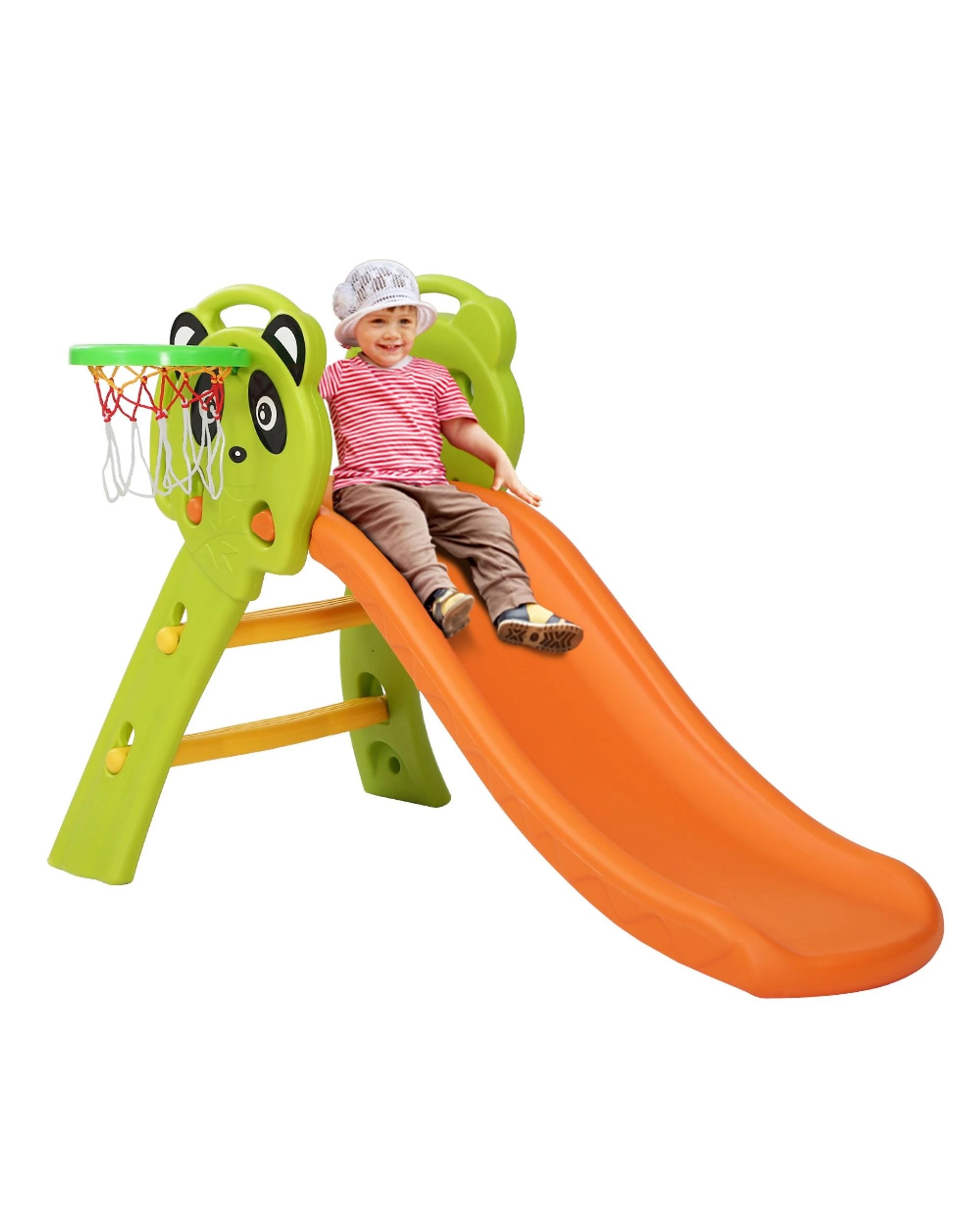 1 Keezi Kids Slide Set Basketball Hoop Indoor Outdoor Playground Toys 100cm - Multi, 1 of 5