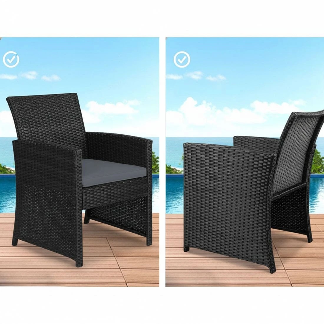 6 Gardeon 4 PCS Outdoor Sofa Set with Storage Cover Rattan Chair Furniture - Black, 6 of 6