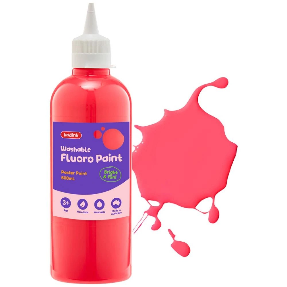 1 Kadink Washable Fluoro Poster Paint 500mL Pink, 1 of 2