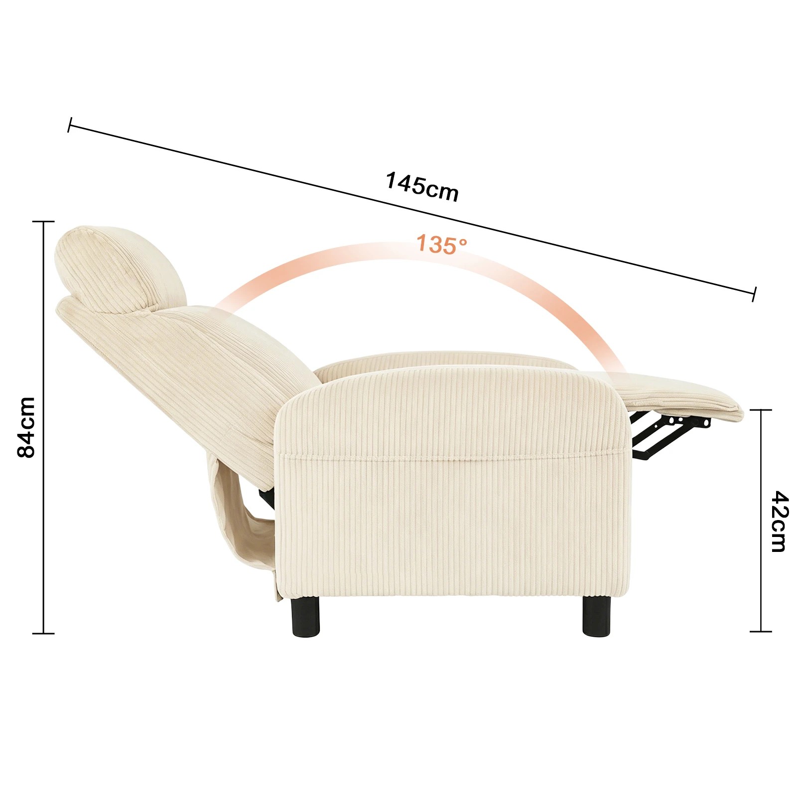 3 Advwin Recliner Chair with Adjustable Backrest and Footrest Lounge Armchair - Beige, 3 of 7