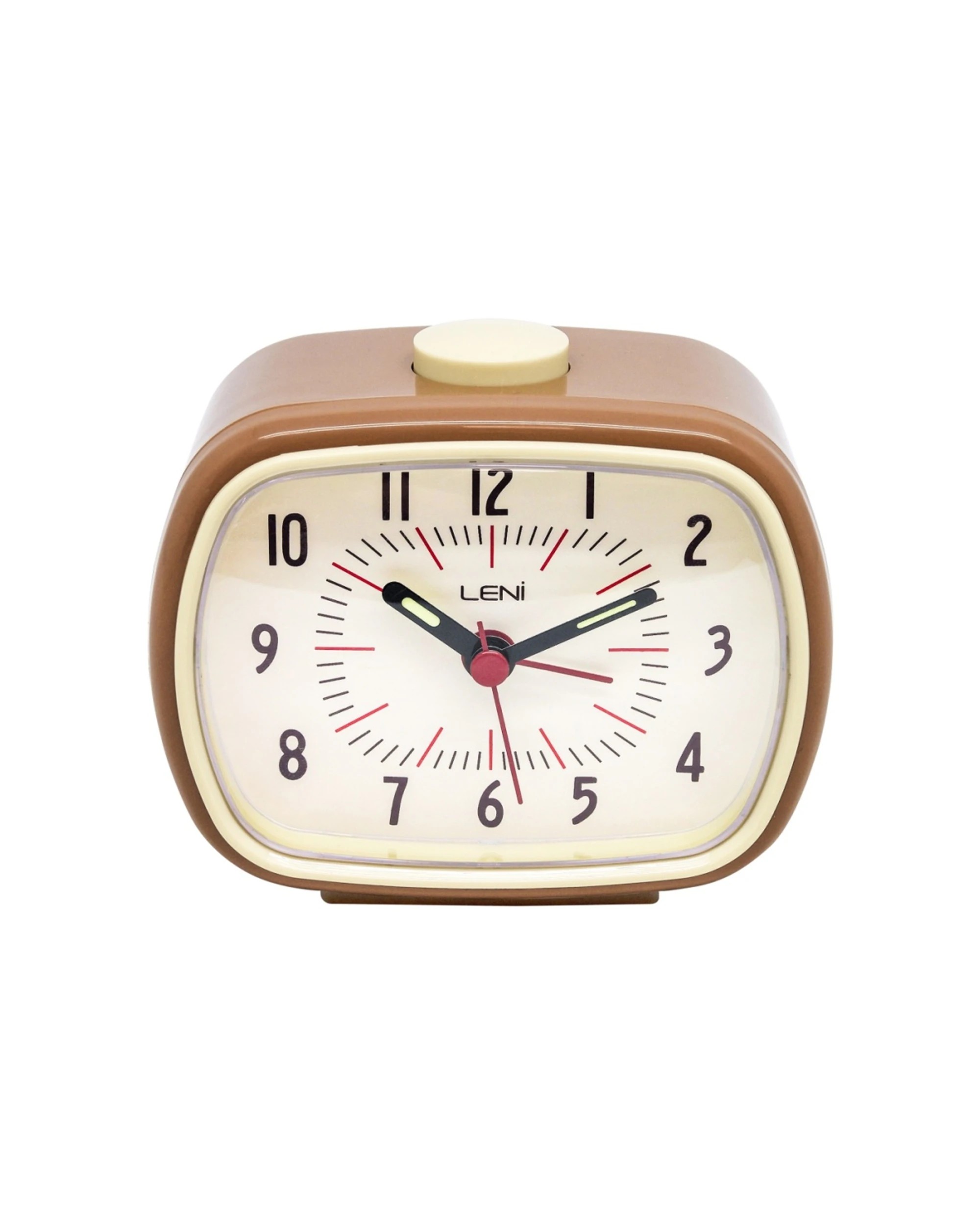 1 Leni Retro 9cm Alarm Clock Luminescent Hands Audible Beep-Beep Alarm - Brown, 1 of 8
