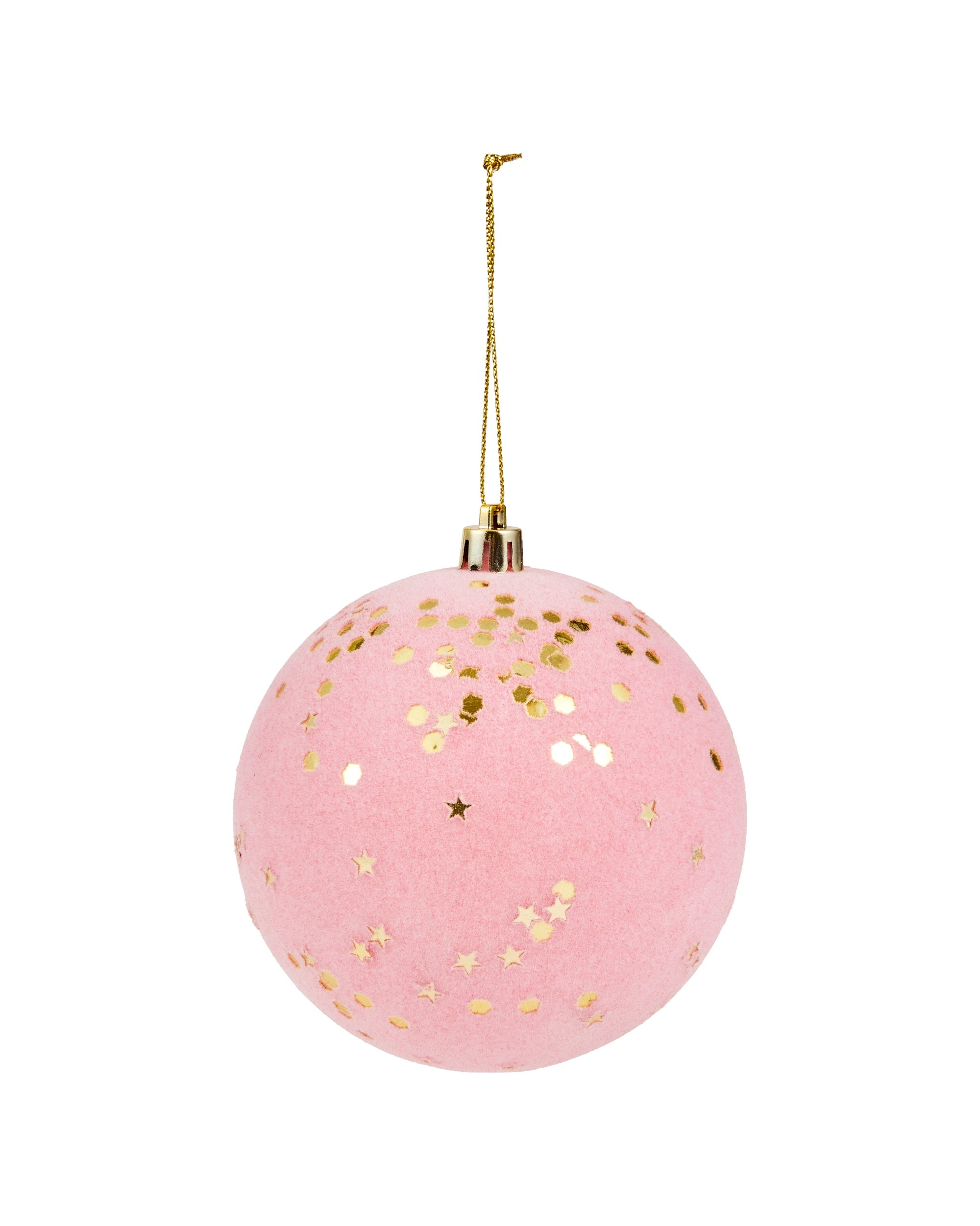 3 9 Pack 10cm Fig Flocked Baubles, 3 of 5