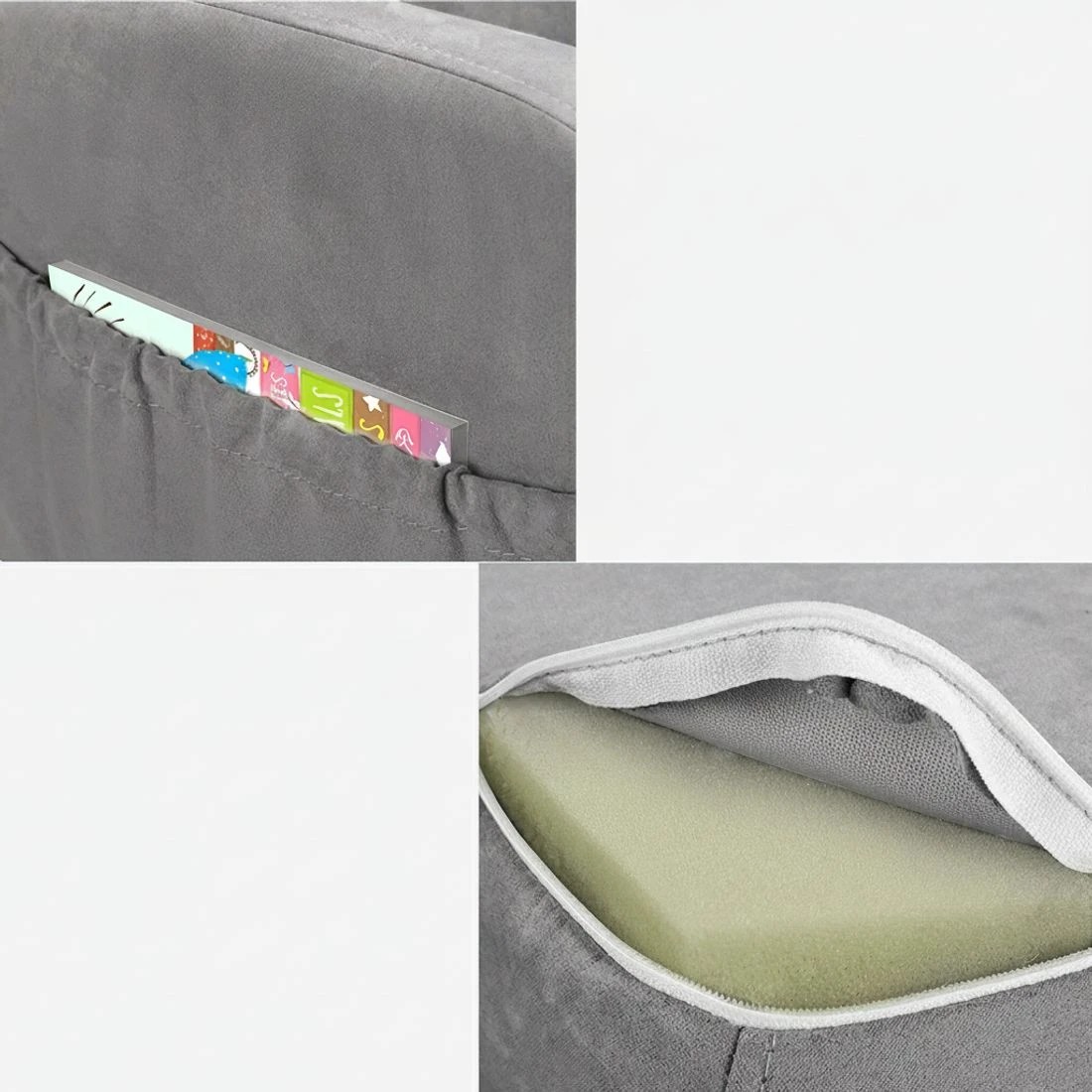 5 Keezi Kids Sofa 1 Seater Children Flip Open Couch Lounger Armchair Soft - Grey, 5 of 5