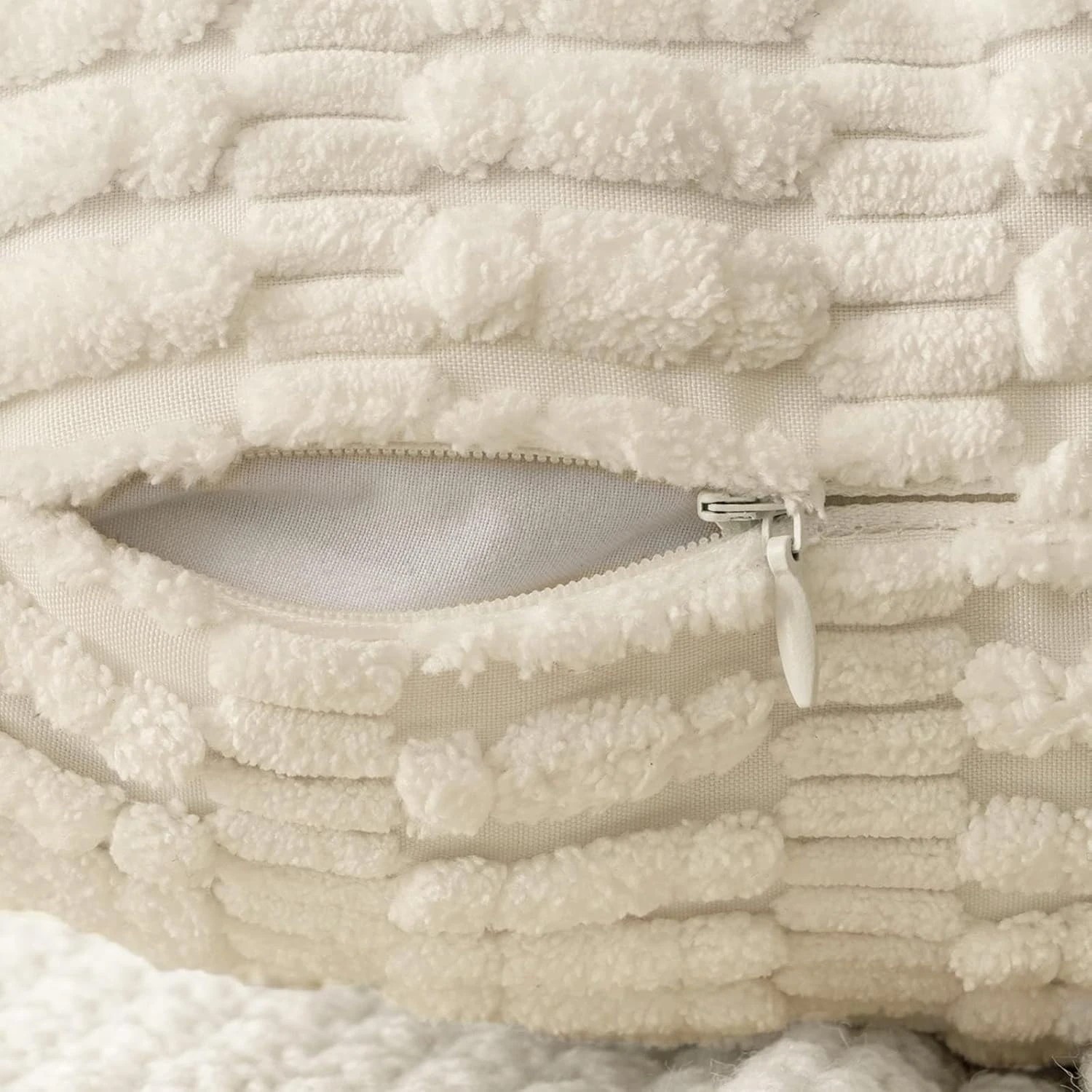 2 Gioia Casa 2-Pack Boho Striped Corduroy Cushion Covers 45x45cm - Cream, 2 of 3