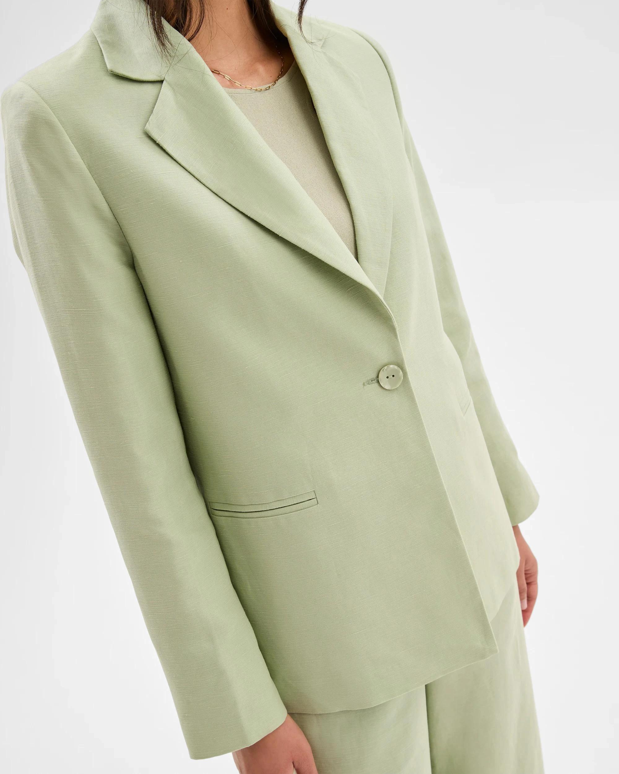 5 Linen Blend Single Breasted Blazer - Preview DESERT SAGE, 5 of 8