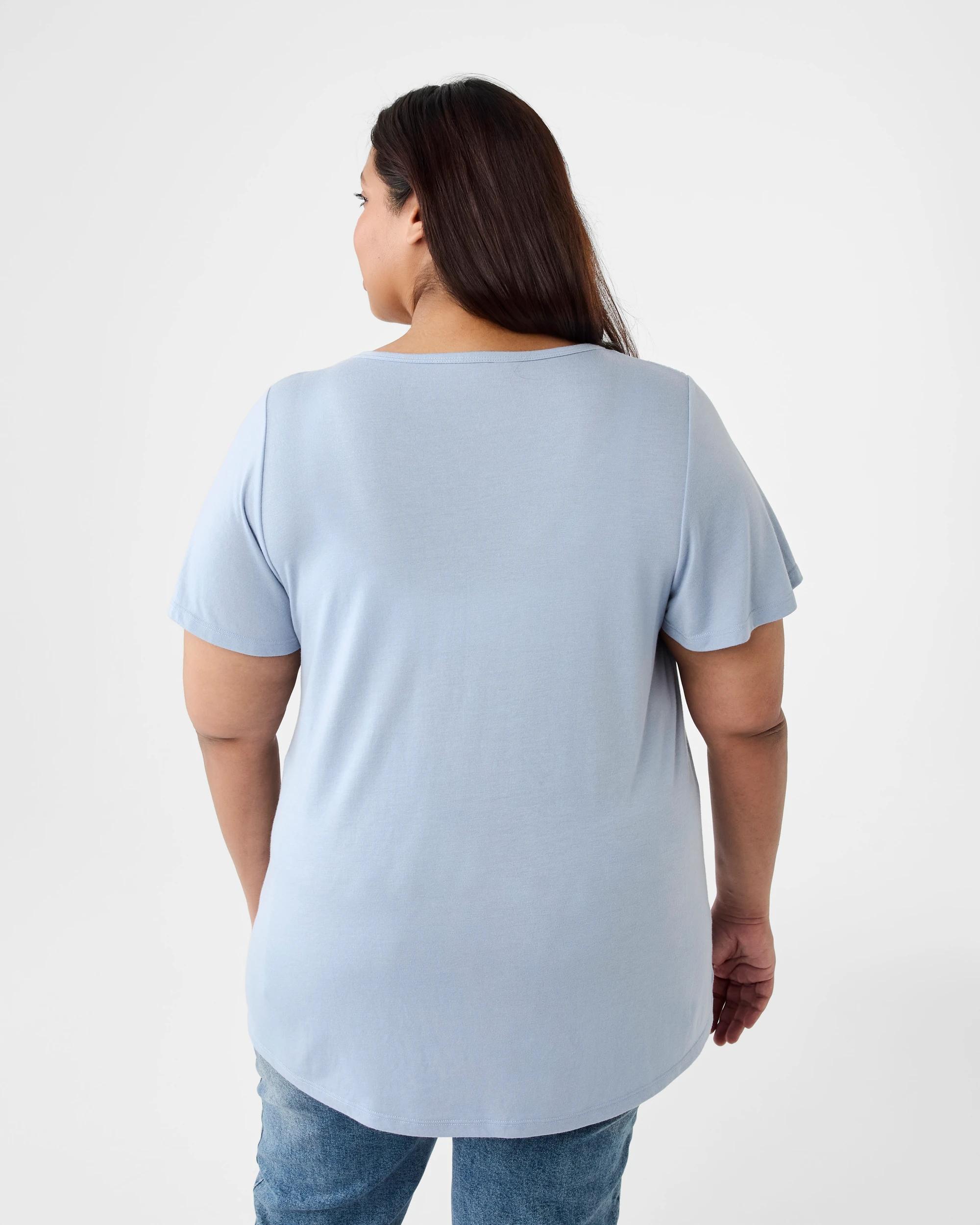 3 Curve Short Sleeve Shirred Shoulder T-shirt Blizzard, 3 of 6