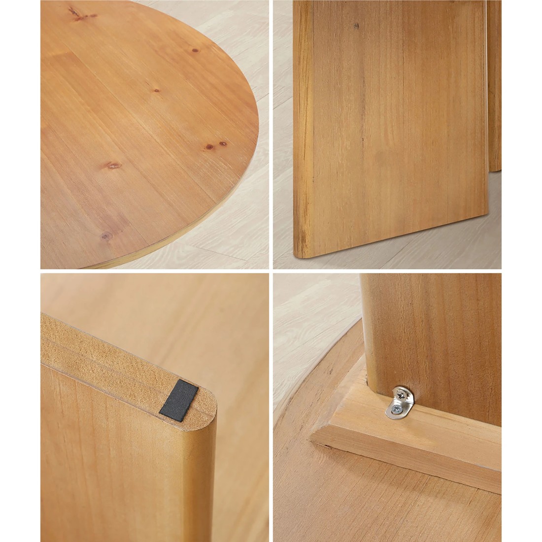 4 Oikiture Coffee Table Round Side End Tables Sofa Cafe Desk
 - Natural, 4 of 10