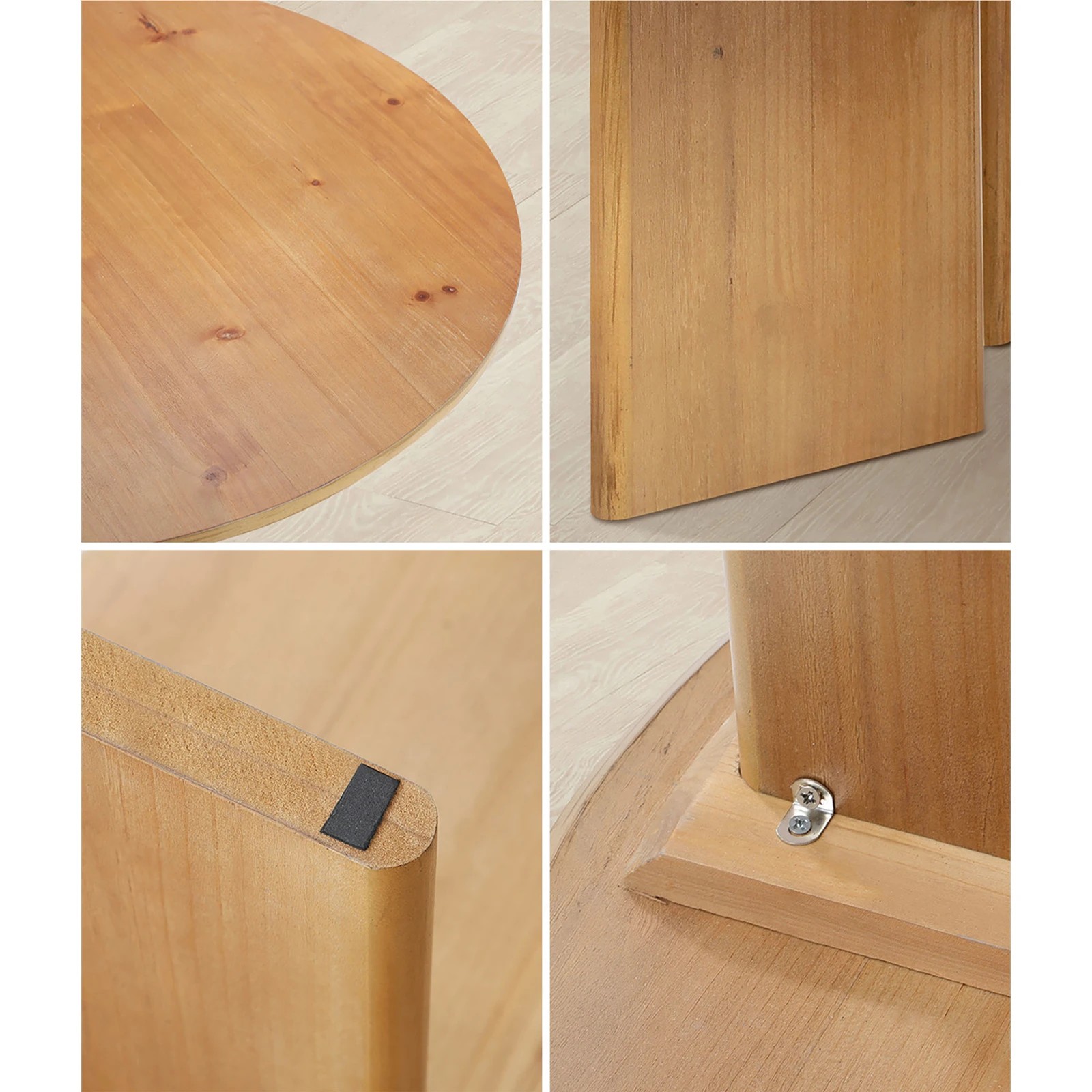 4 Oikiture Coffee Table Round Side End Tables Sofa Cafe Desk
 - Natural, 4 of 10