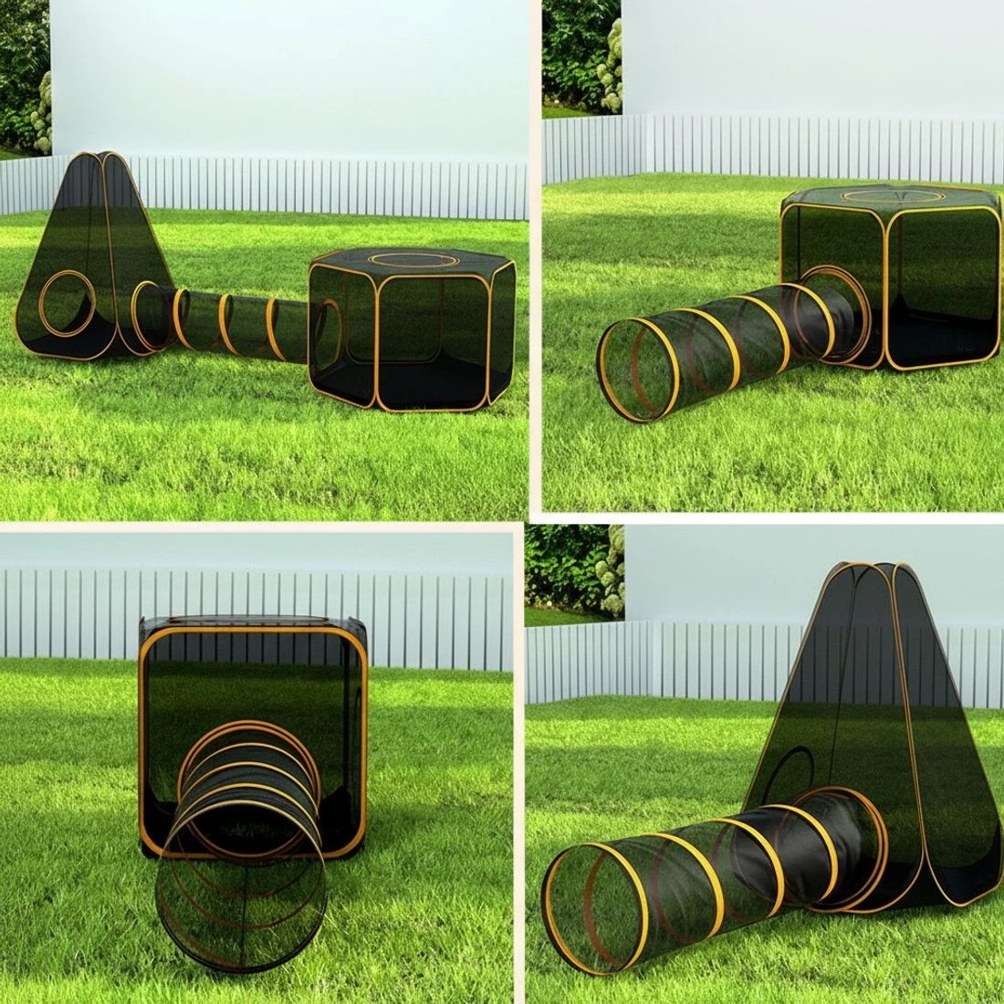 4 i.Pet Pet Playpen Cat House 6 IN 1 Tent Tunnel Dog Cage Puppy Rabbit Play Portable - Black, 4 of 6