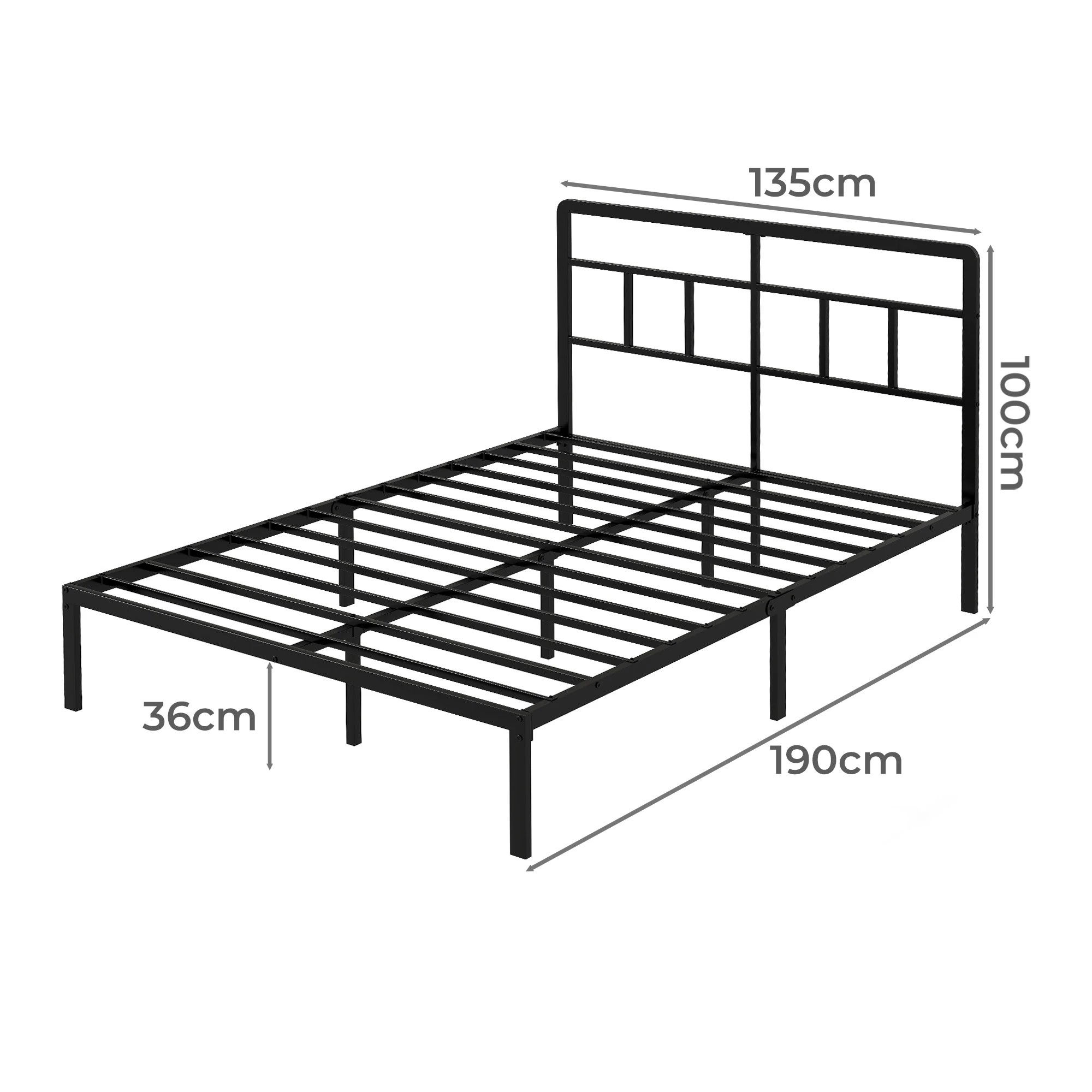 3 Levede Double Bed Frame Metal Base Platform Headboard Heavy Duty Mass Storage, 3 of 9