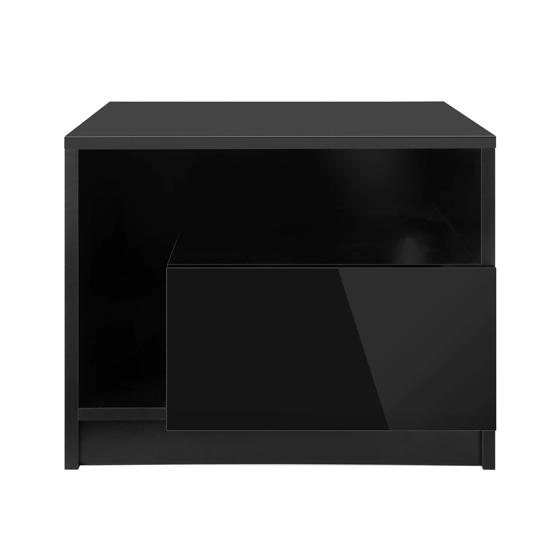 8 Oikiture Bedside Tables Rgb Led Drawers High Gloss Nightstand
 - Black, 8 of 10