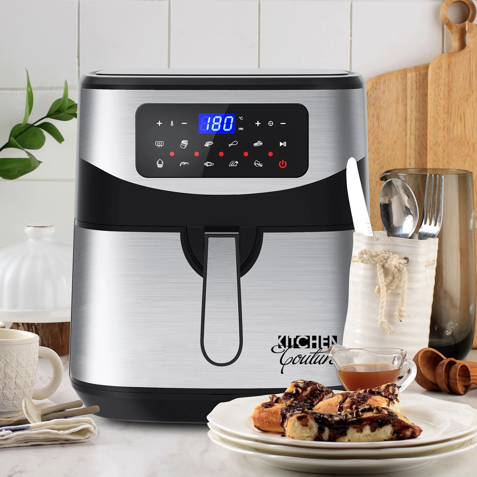 3 Kitchen Couture 12 Litre Air Fryer Multifunctional LCD One Touch Display - Silver, 3 of 10