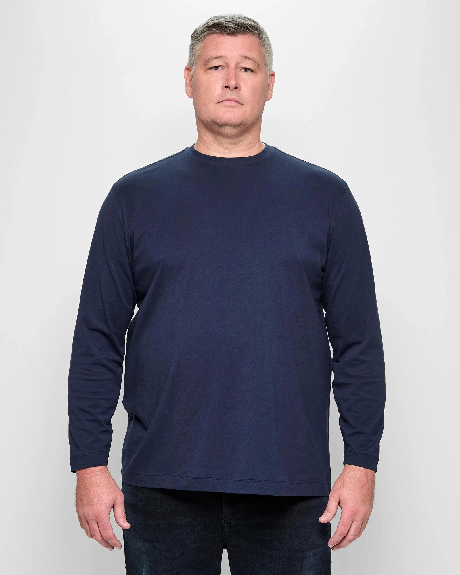 1 Target Man Plus Plus Size Australian Cotton Long Sleeve T-Shirt NAVY BLUE, 1 of 5
