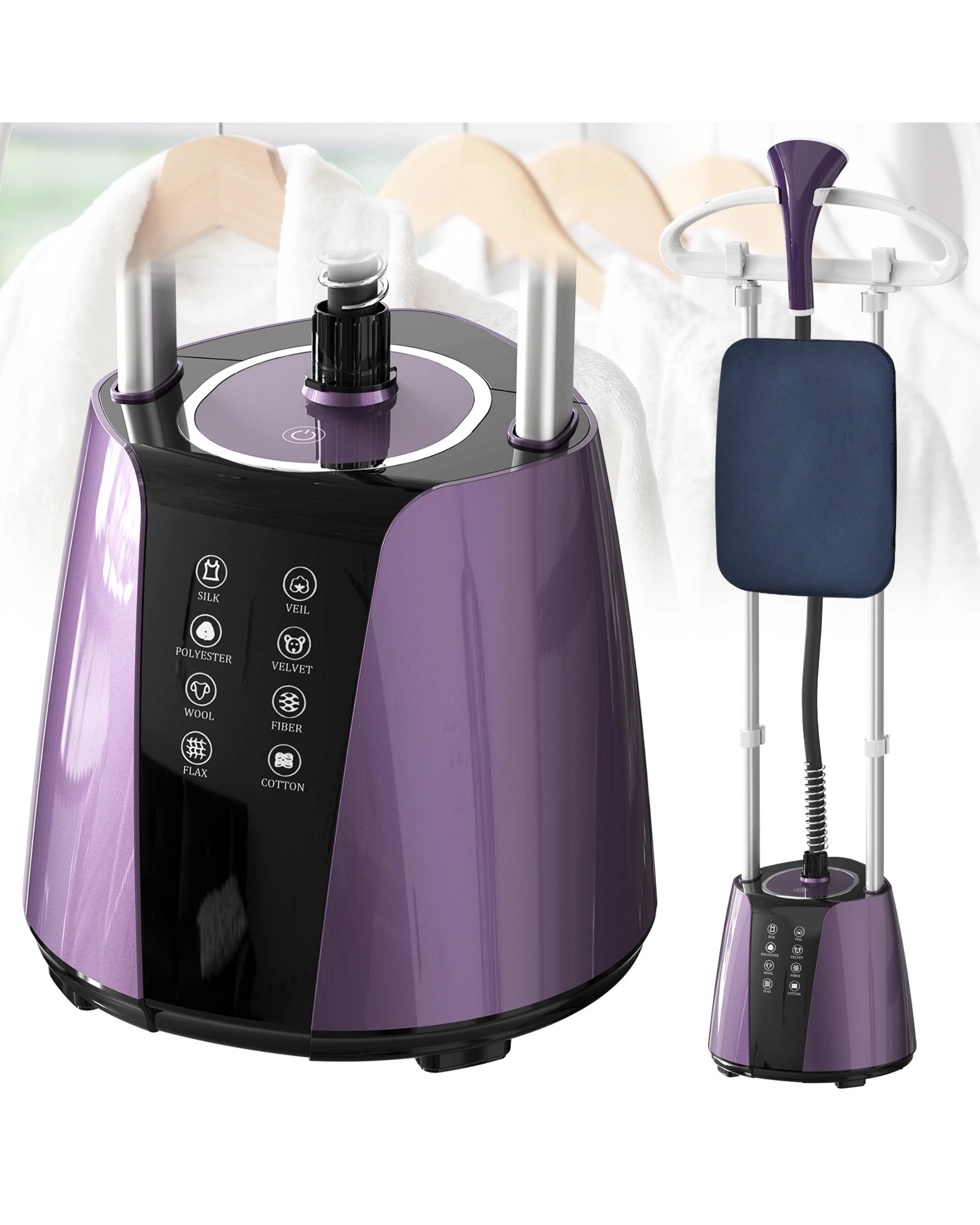 1 Yopower Upright Garment Steamer with 2000ML Tank - Purple, 1 of 7