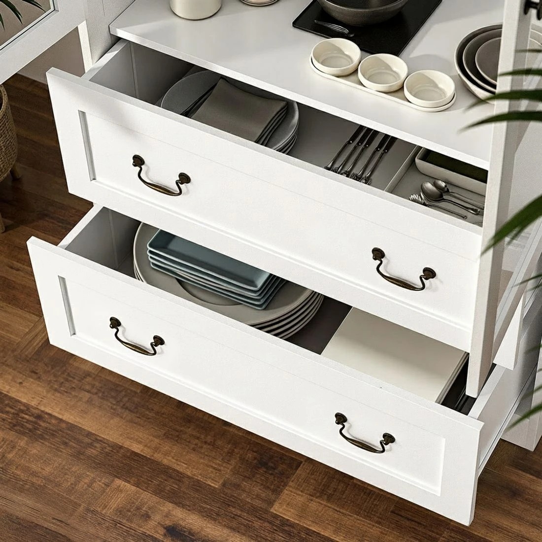 5 Artiss Buffet Sideboard 180cm Hutch Storage Cabinet Kitchen Drawer Door - White, 5 of 6