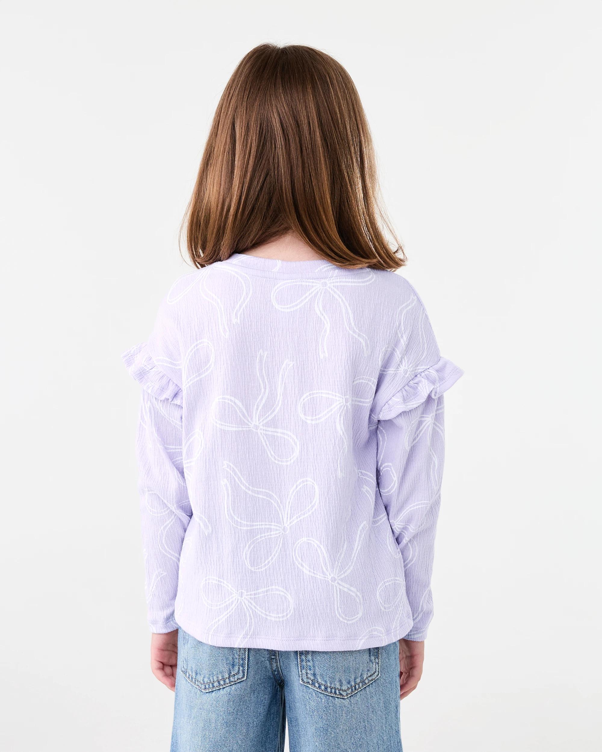 2 Long Sleeve Texture T-shirt Pur Bow, 2 of 8