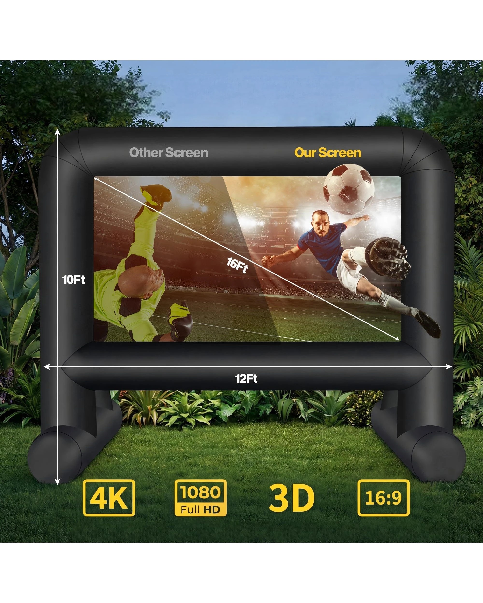 4 Advwin Video Projector and 16ft Inflatable Movie Screen Combo Outdoor Projector and Screen with Blower - Black, 4 of 6