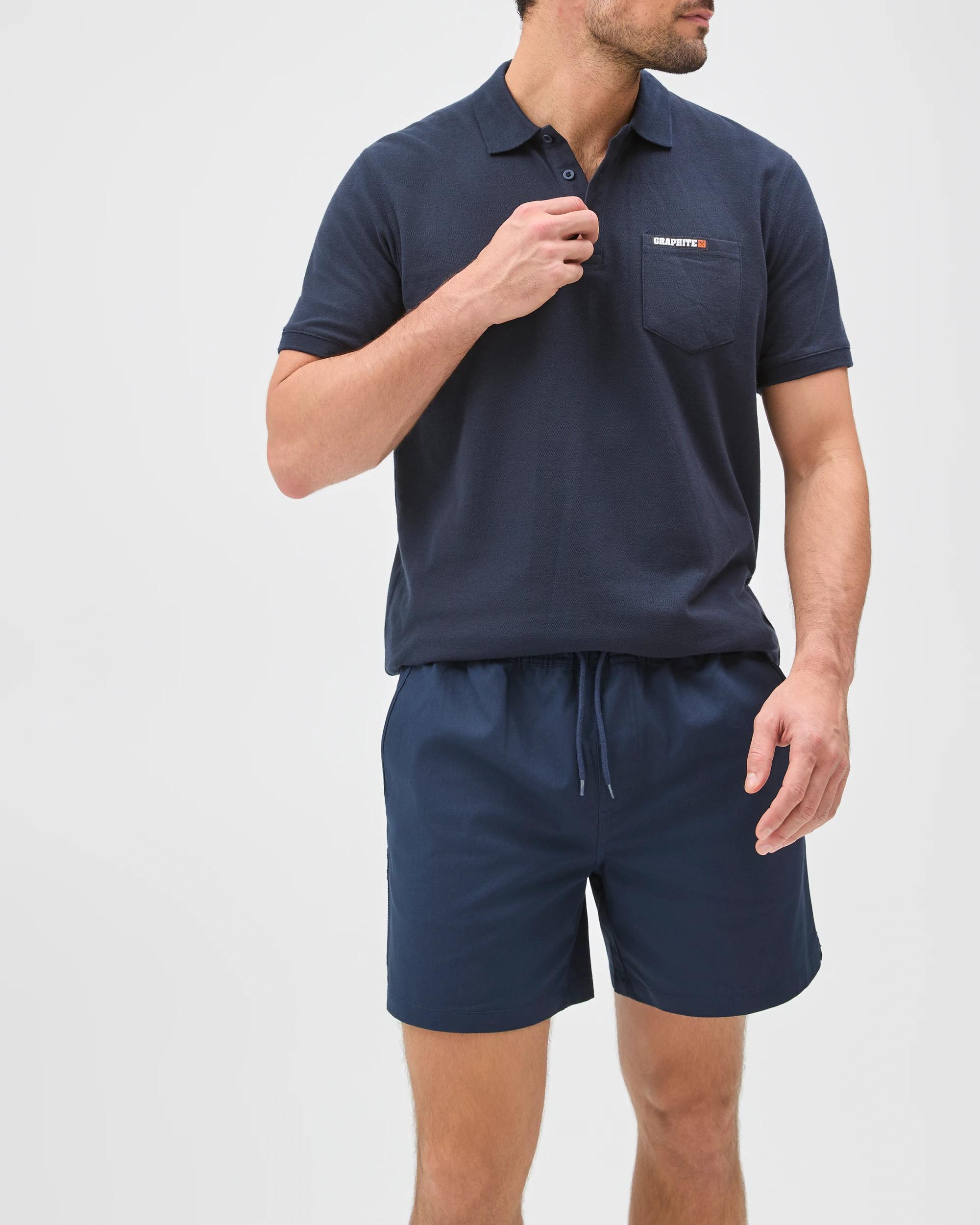 6 Graphite Performance Elastic Waist Work Shorts NAVY BLUE, 6 of 8