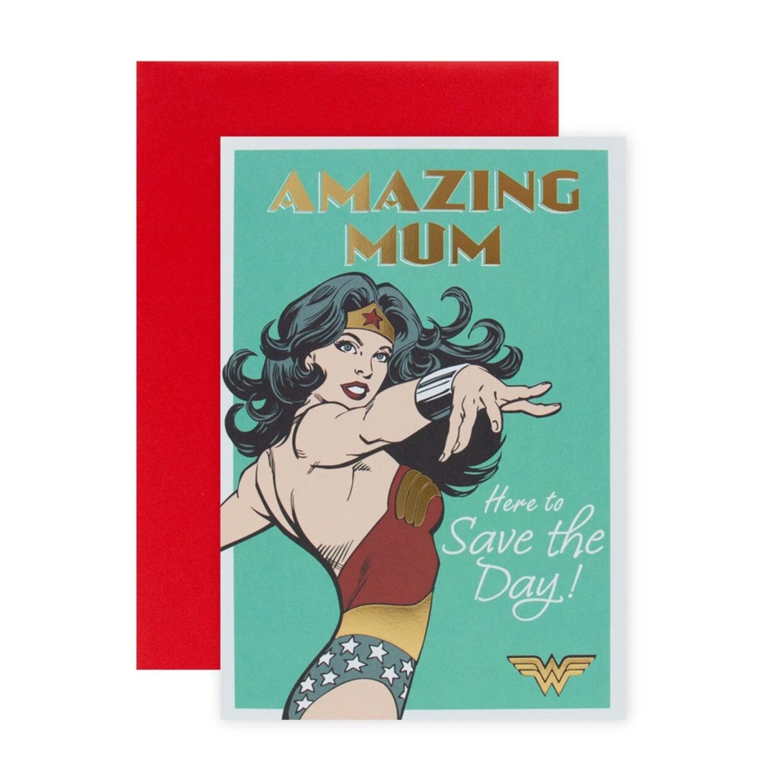 1 Connections from Hallmark DC Comics Wonder Woman Birthday Card for Mum - Save The Day, 1 of 3