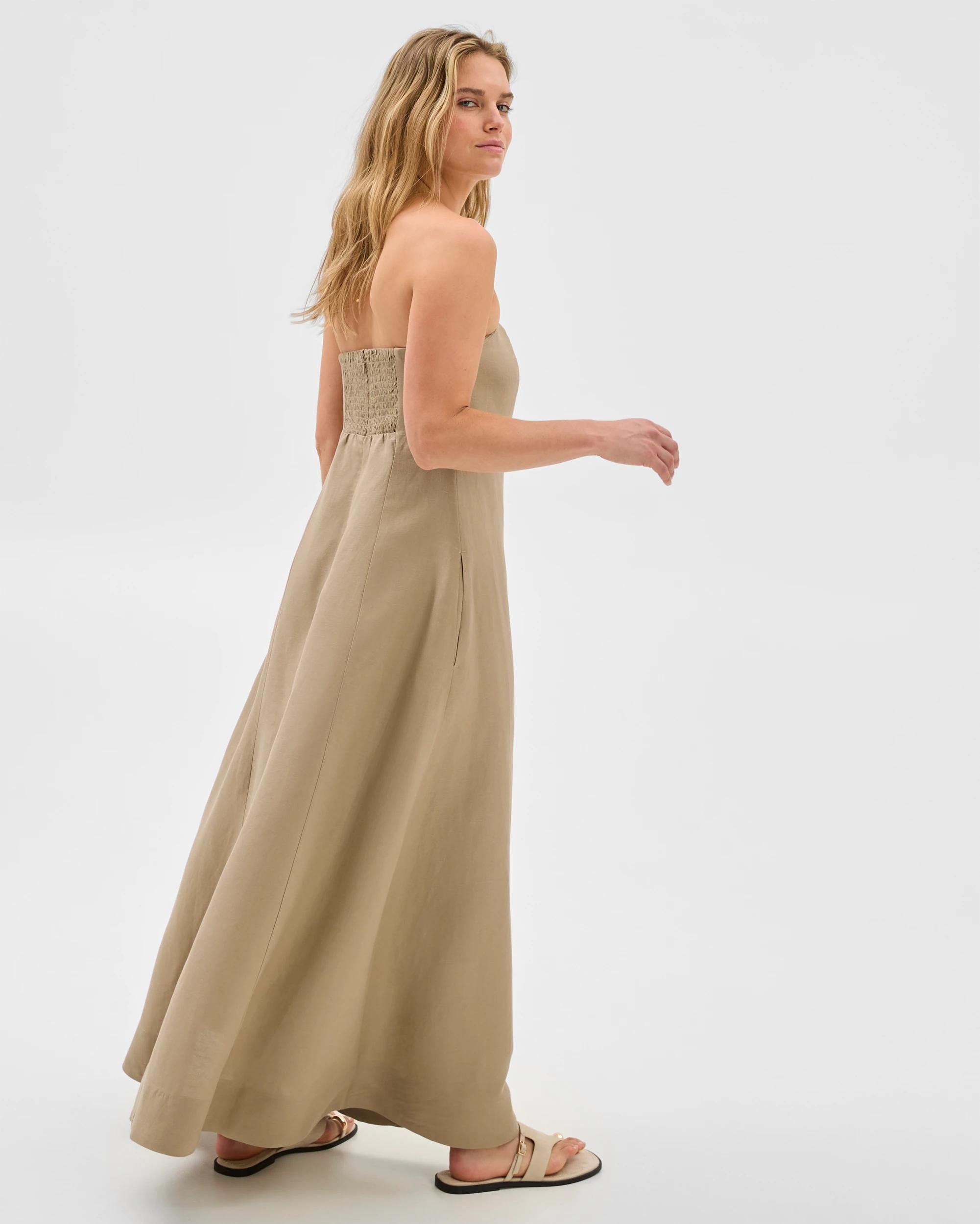 6 Lily Loves European Linen Blend Strapless Maxi Dress DRIFTWOOD, 6 of 7