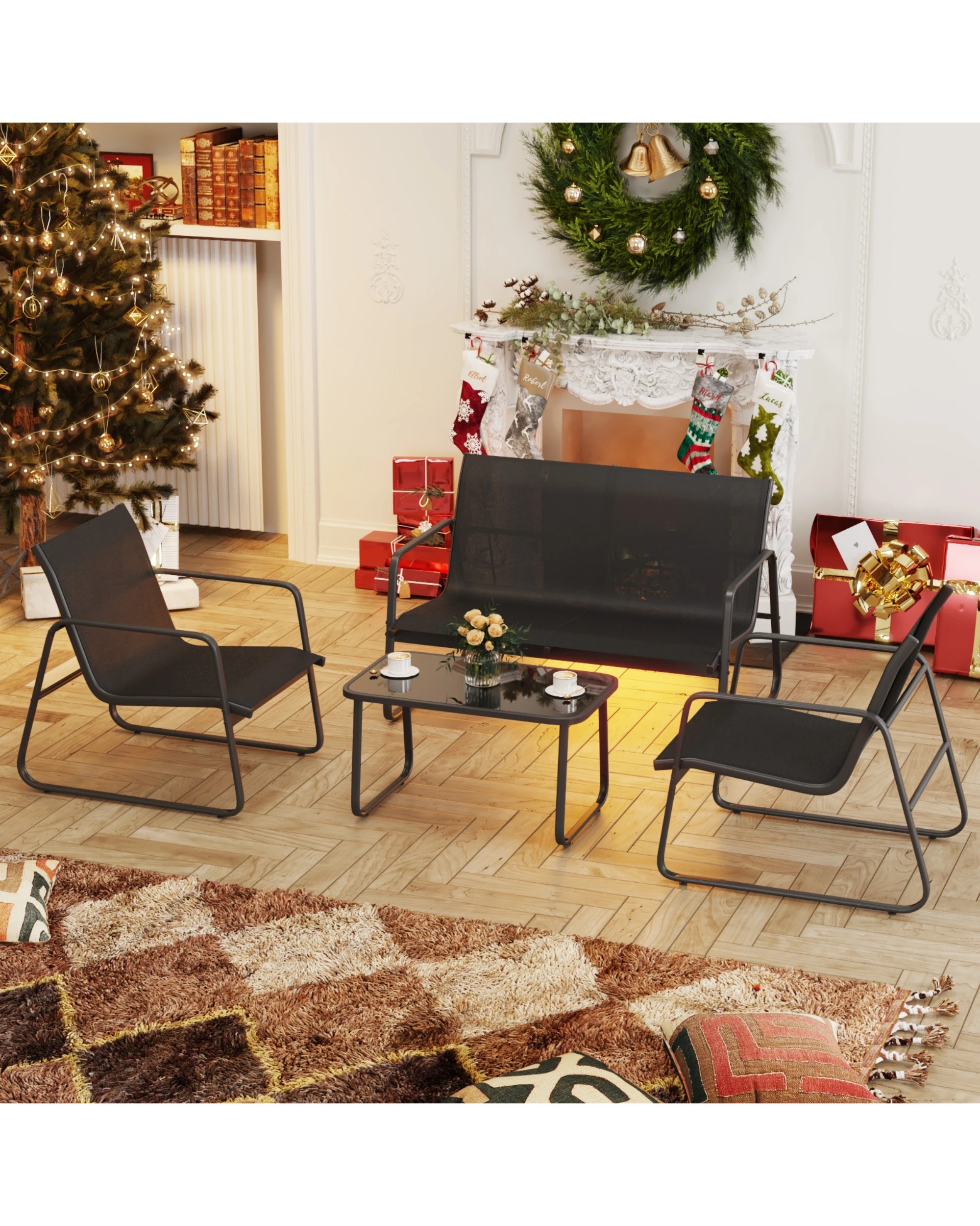 2 Advwin 4 Pieces Patio Furniture Set, 2 of 8