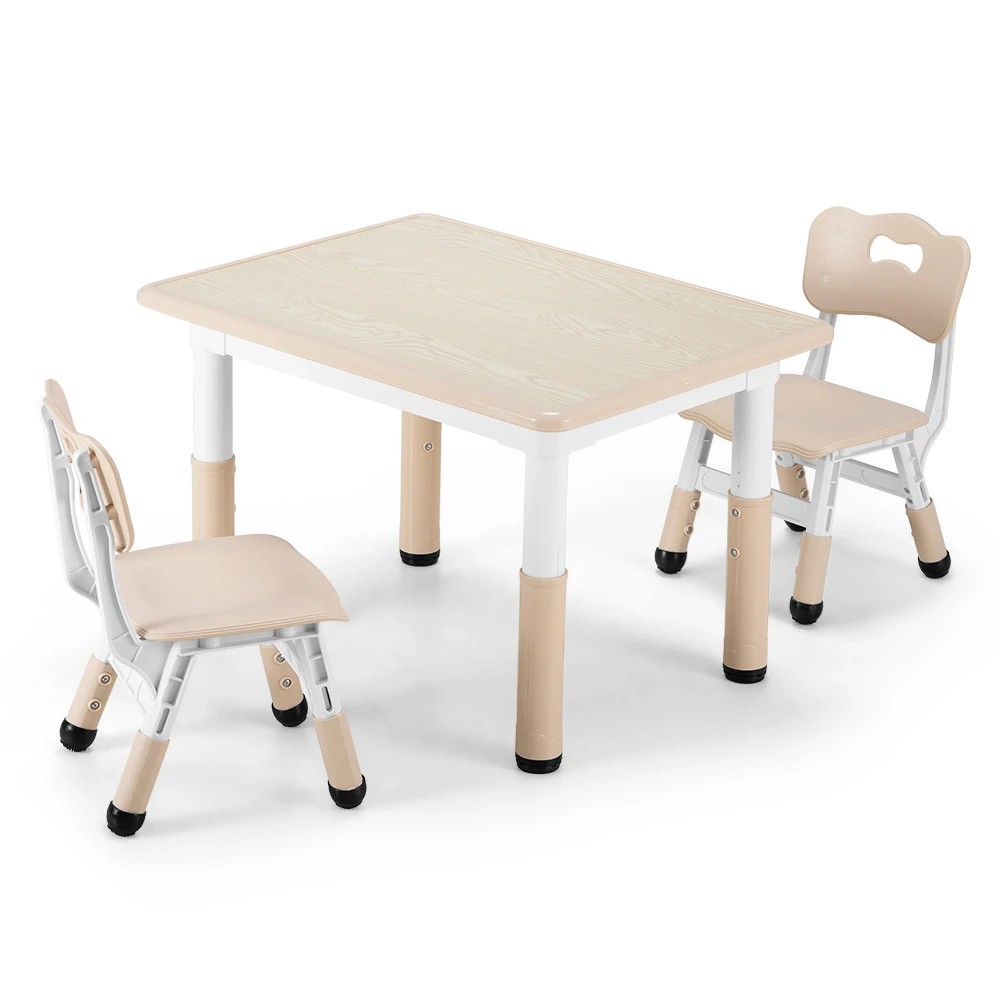 1 PlayPals Kids Table Chairs Set with Graffiti Desktop Height Adjustable - Beige, 1 of 4