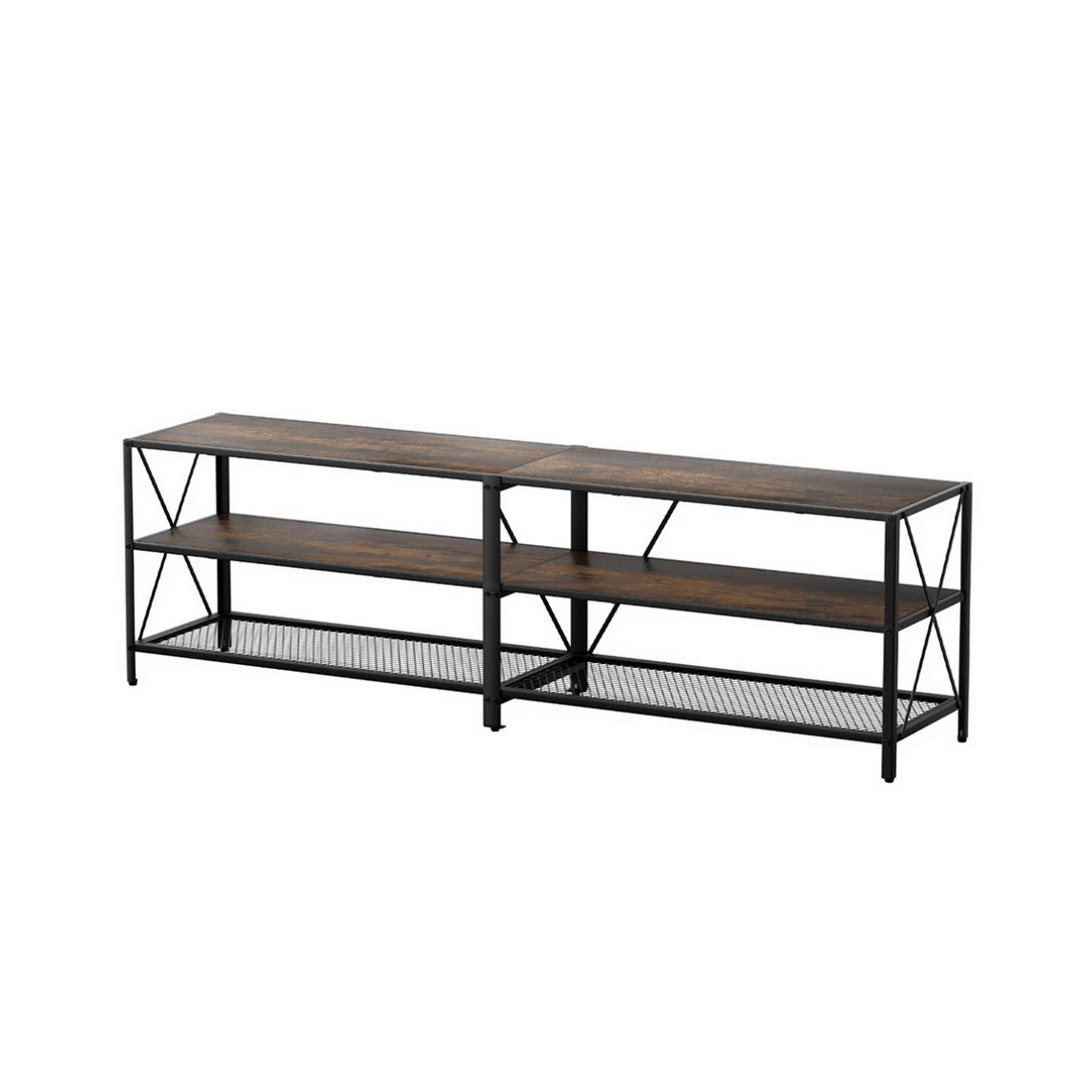 1 Artiss Entertainment Unit TV Stand 3-tier Storage Shelves Howard - Brown, 1 of 4