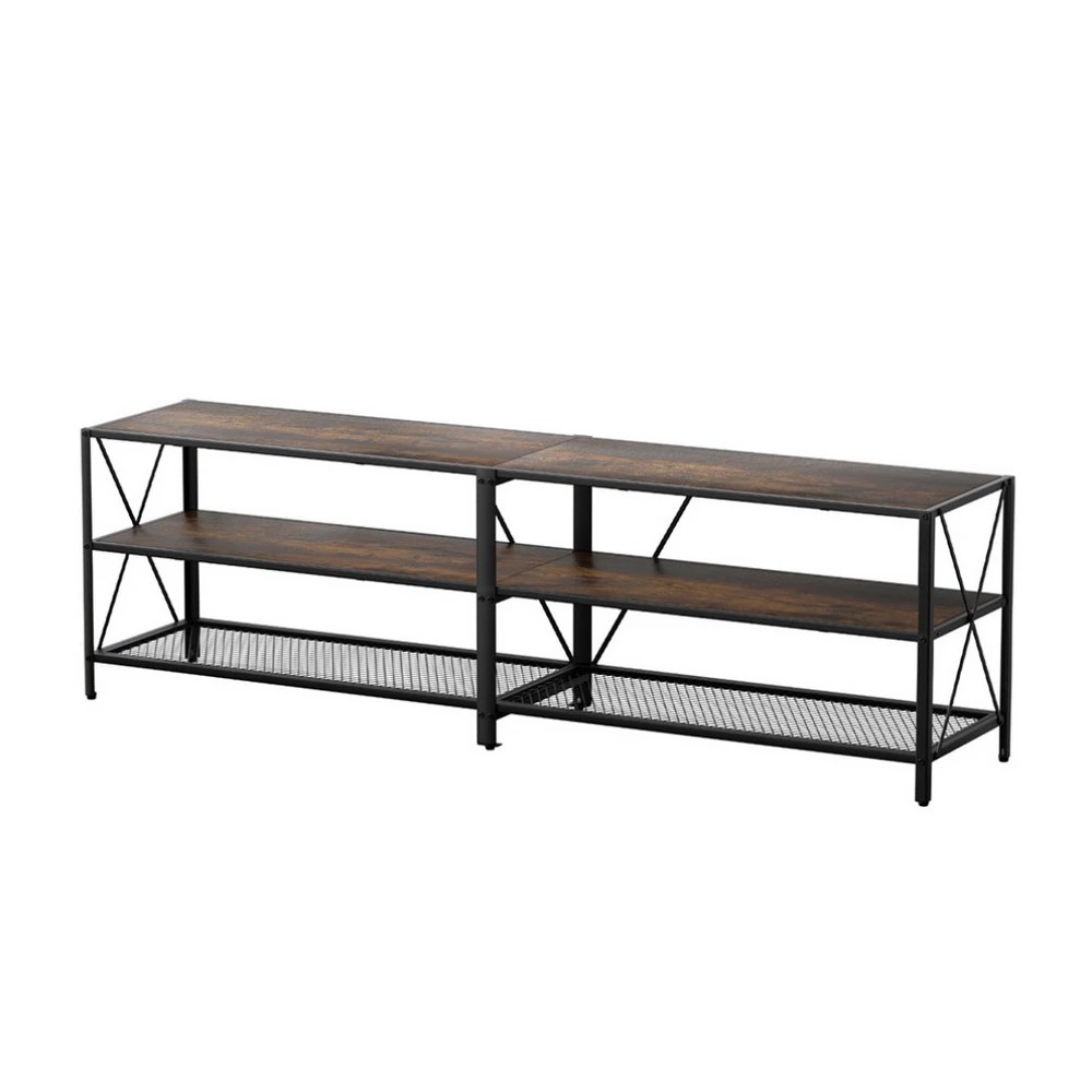 1 Artiss Entertainment Unit TV Stand 3-tier Storage Shelves Howard - Brown, 1 of 4