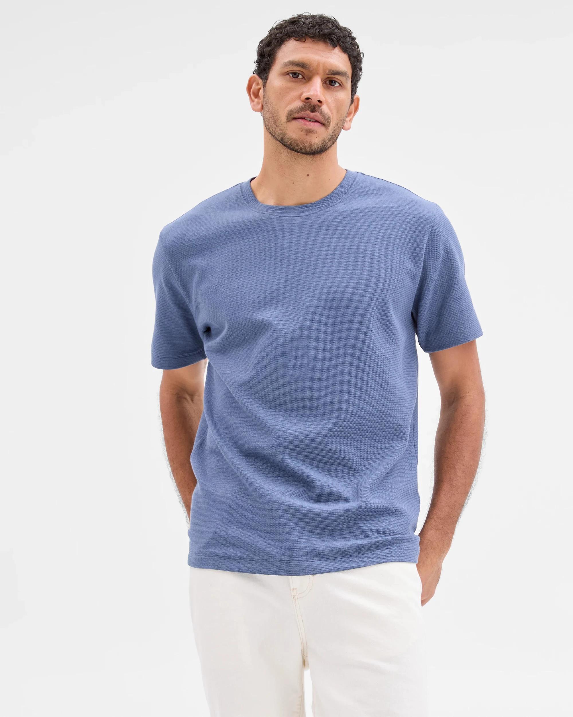 3 Target Australian Cotton Blend Textured T-Shirt BLUE, 3 of 5