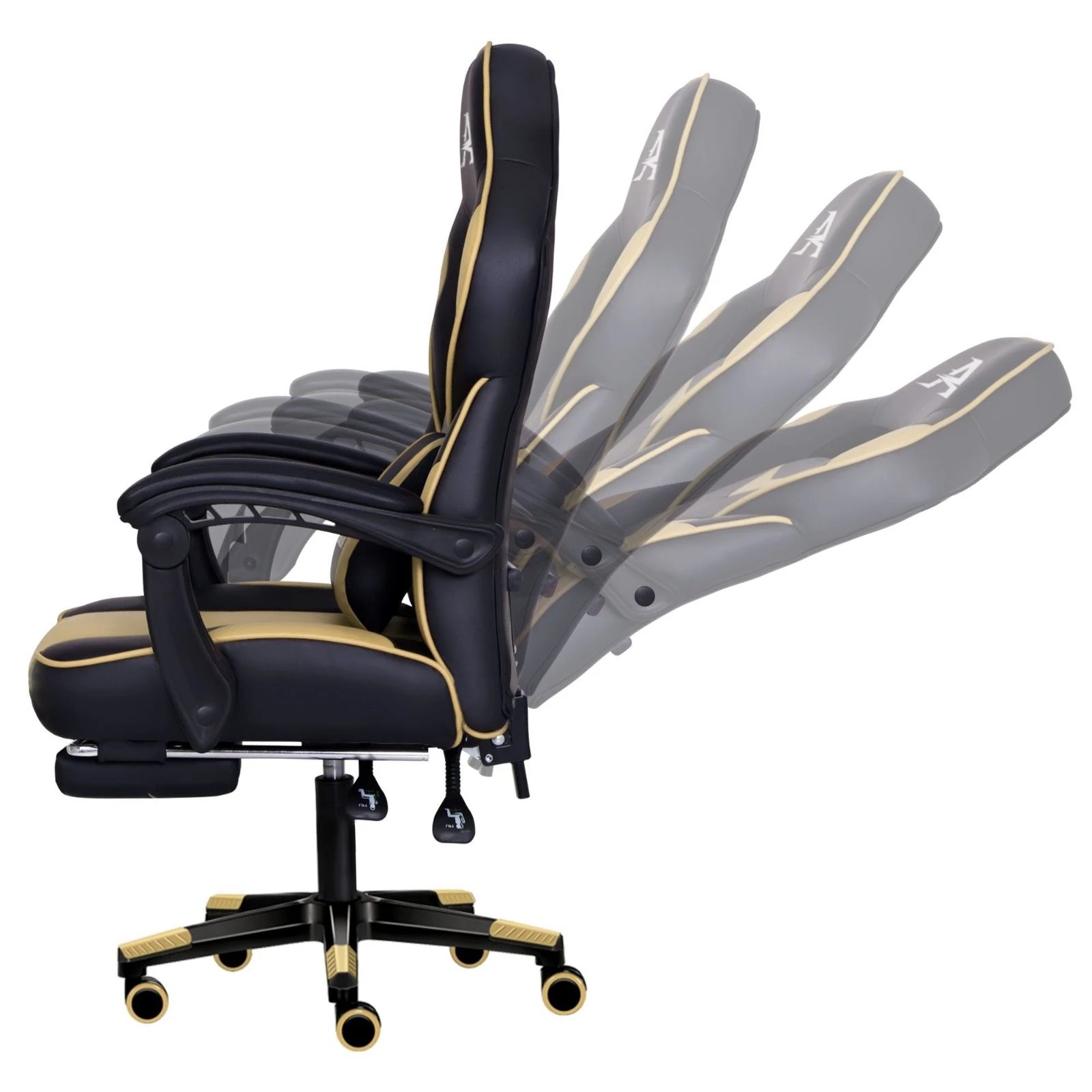 5 Alfordson Gaming Chair Office Seat Lumbar Massage Footrest Executive Racing - Gold, 5 of 10