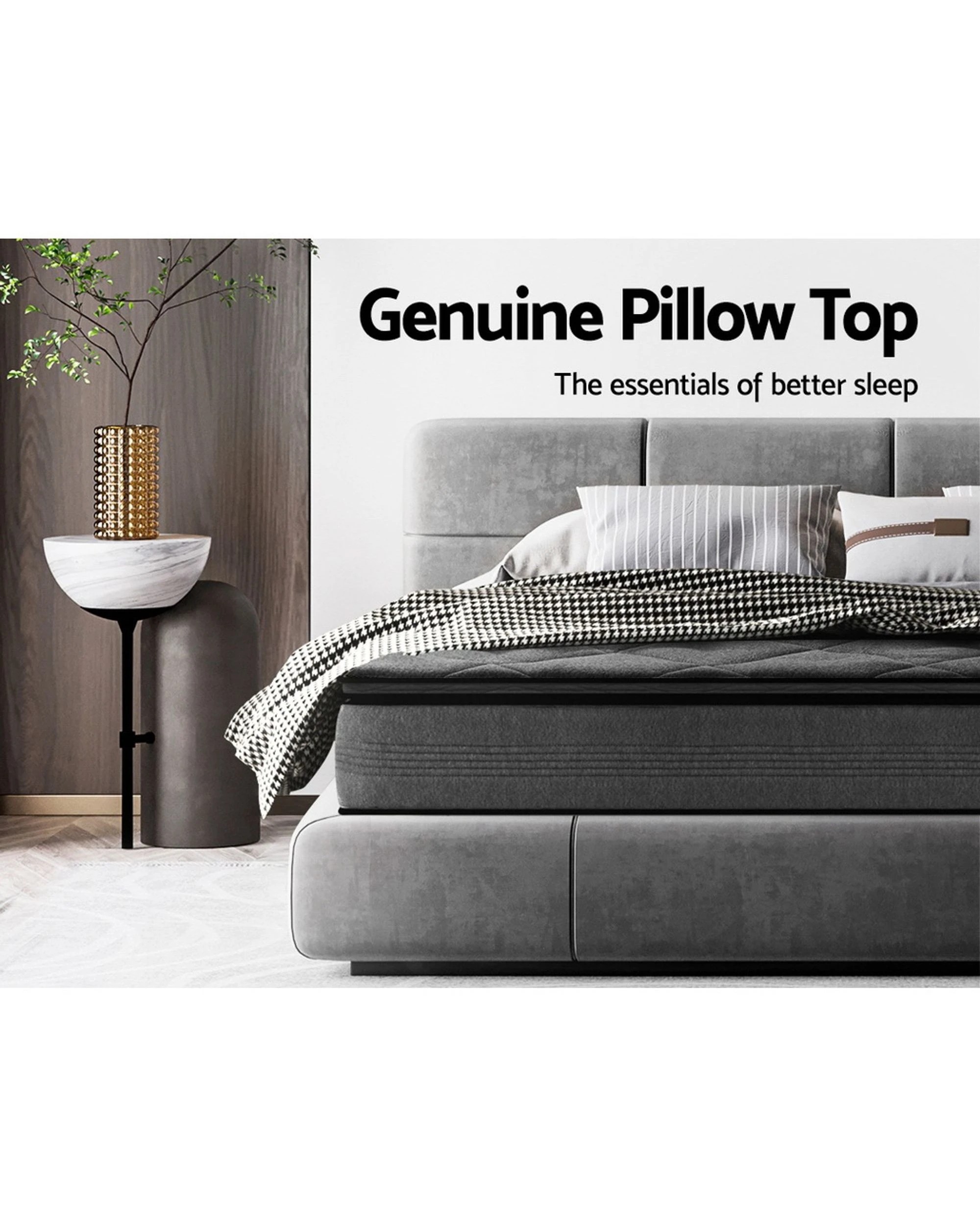 3 Giselle Bedding 18cm Mattress Pillow Top Queen
 - Grey, 3 of 3