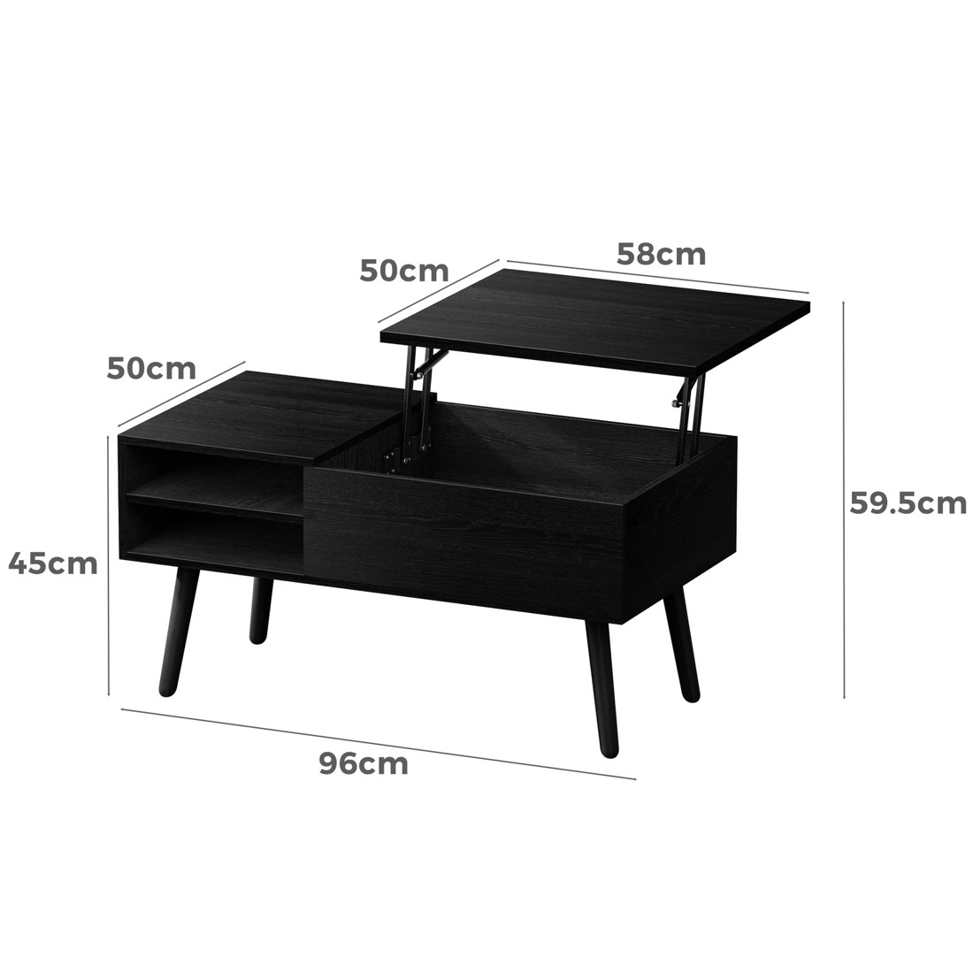 7 Alfordson Coffee Table Lift Up Top Modern Laptop Desk Hidden Storage - Black, 7 of 10