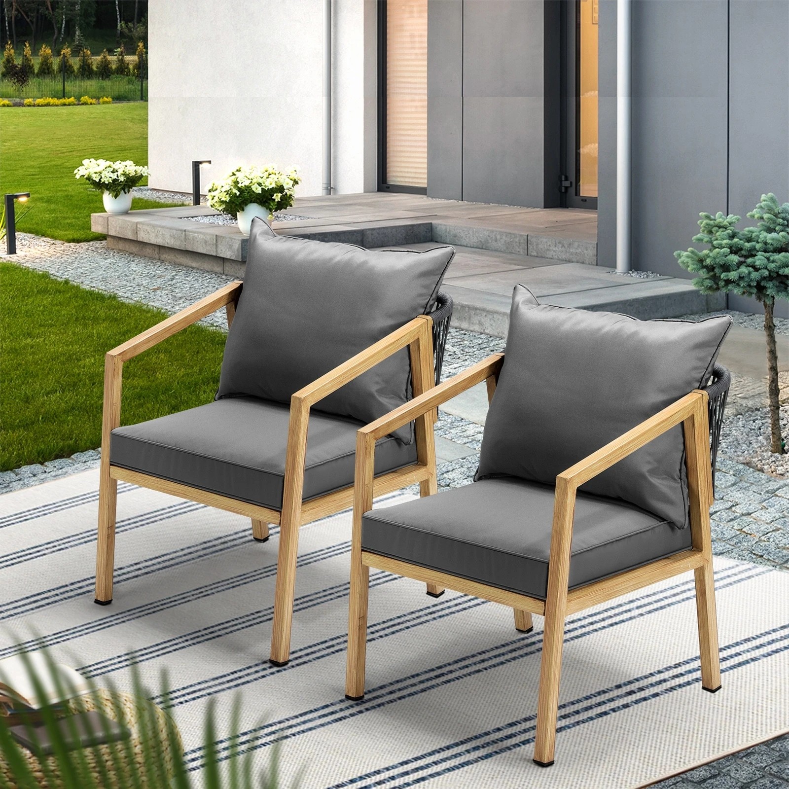9 Livsip 2pcs Outdoor Furniture Chairs Garden Patio Lounge Set Steel Frame
 - Multi, 9 of 10