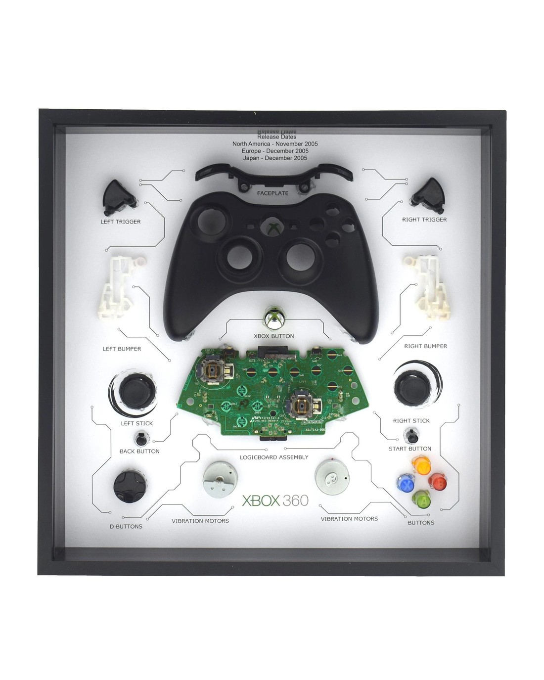 Retro Microsoft Xbox 360 Black Wireless Controller Display Photo Frame ...