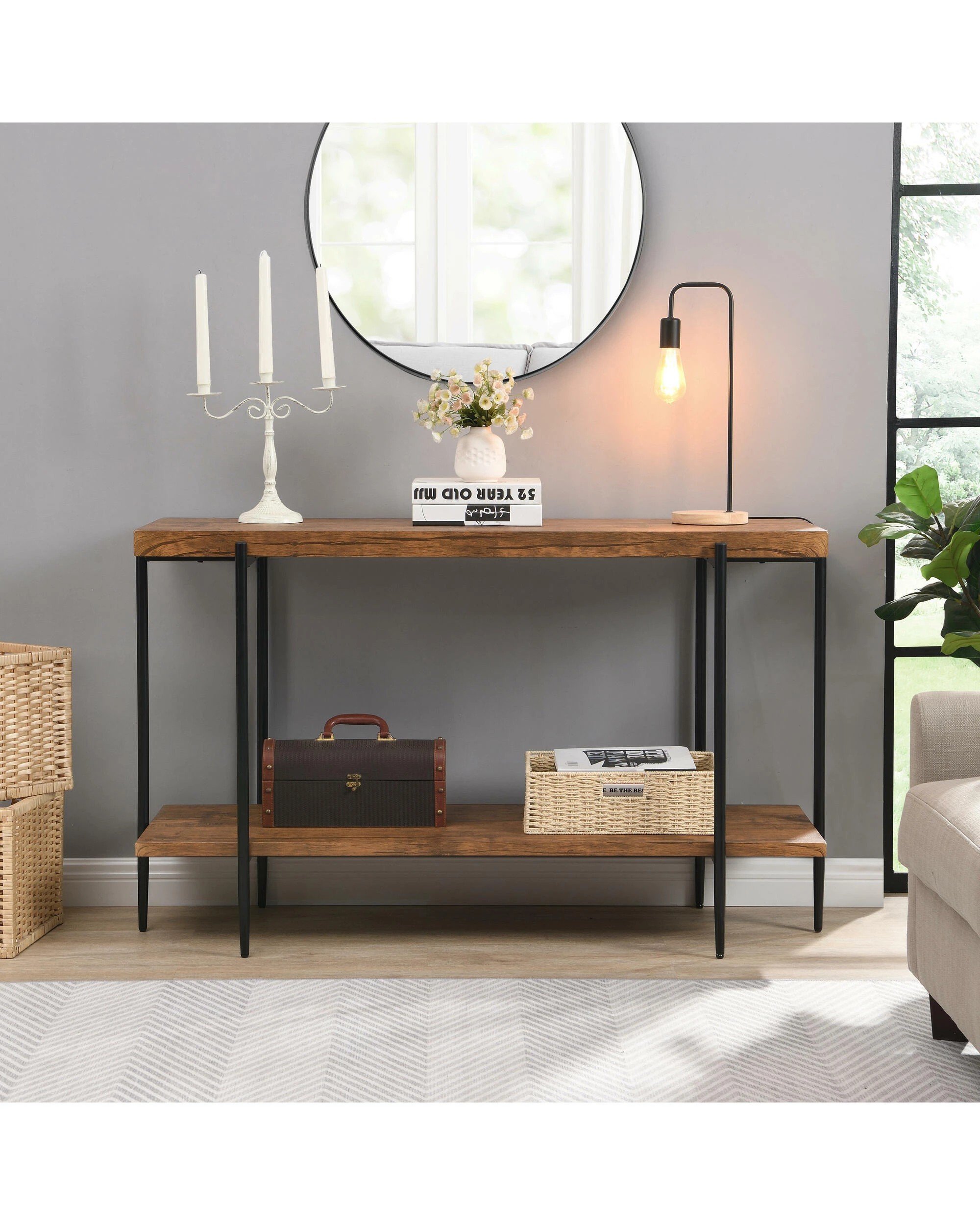 3 IHOMDEC Extra Long Console Sofa Table - Brown, 3 of 10