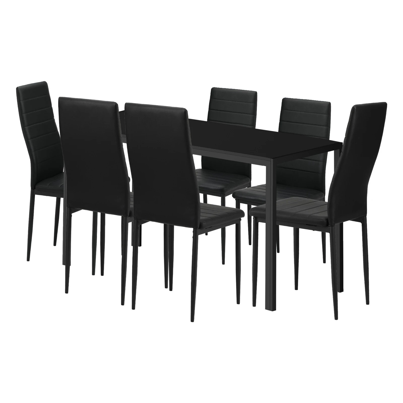 5 Oikiture 140cm Rectangle Dining Table With 6pcs Dining Chairs Wooden
 - Black, 5 of 7