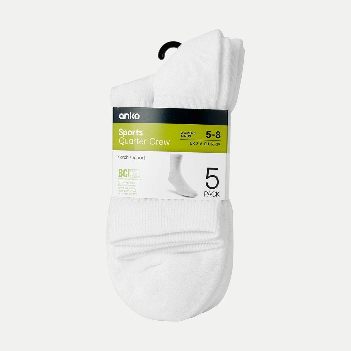 3 5 Pack Quarter Crew Socks WHITE, 3 of 3