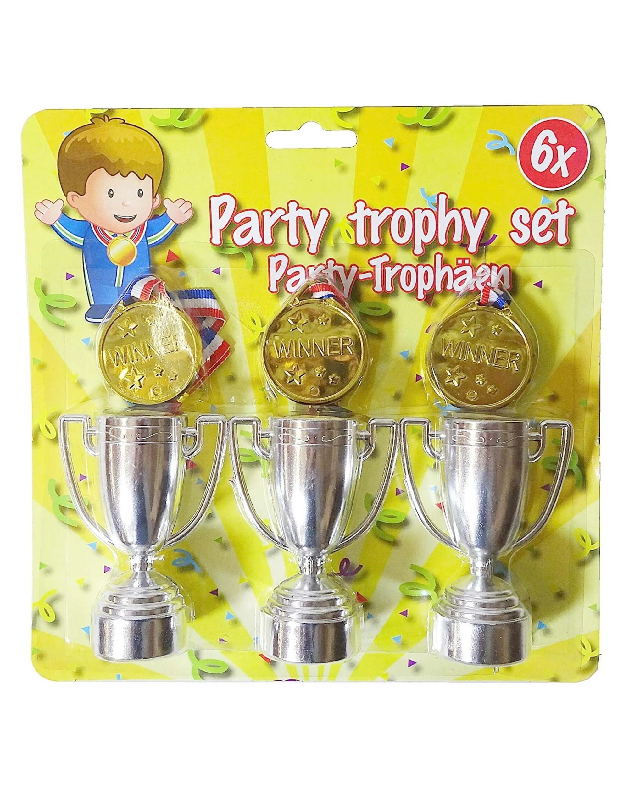 1 JD Party Trophy and Medal Set 6 Pieces - Metallic, 1 of 4