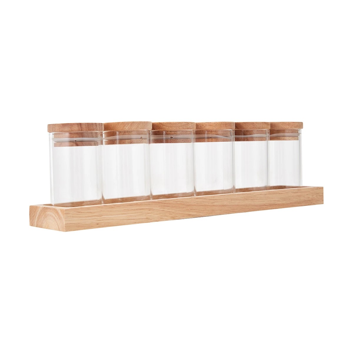 5 6 Pack Glass Jars with Wood Tray, 5 of 9