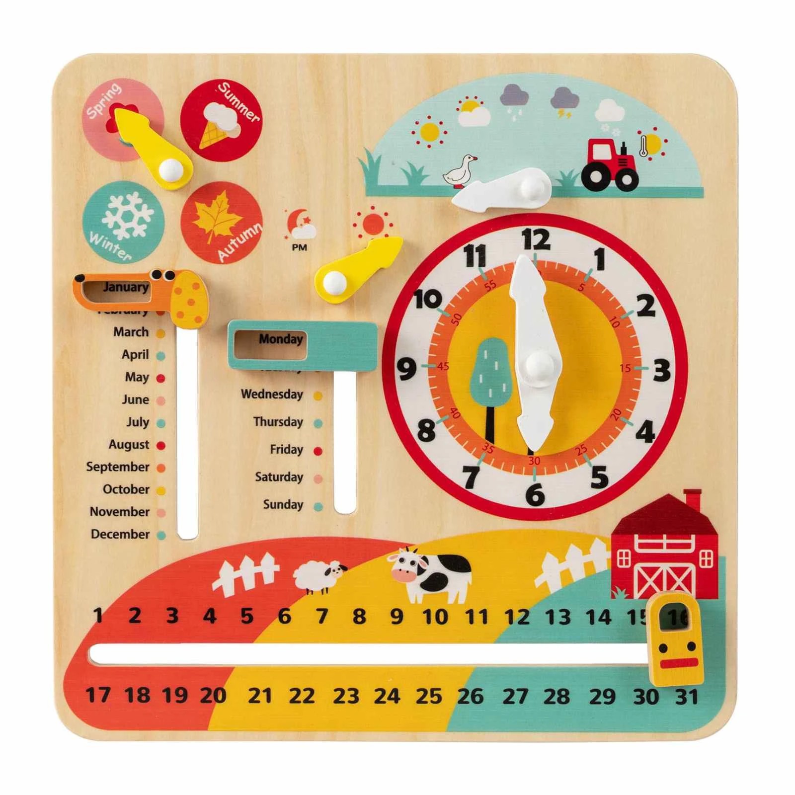 1 Costway Montessori Toy Teaching Clock Time Learning Calendar, 1 of 1