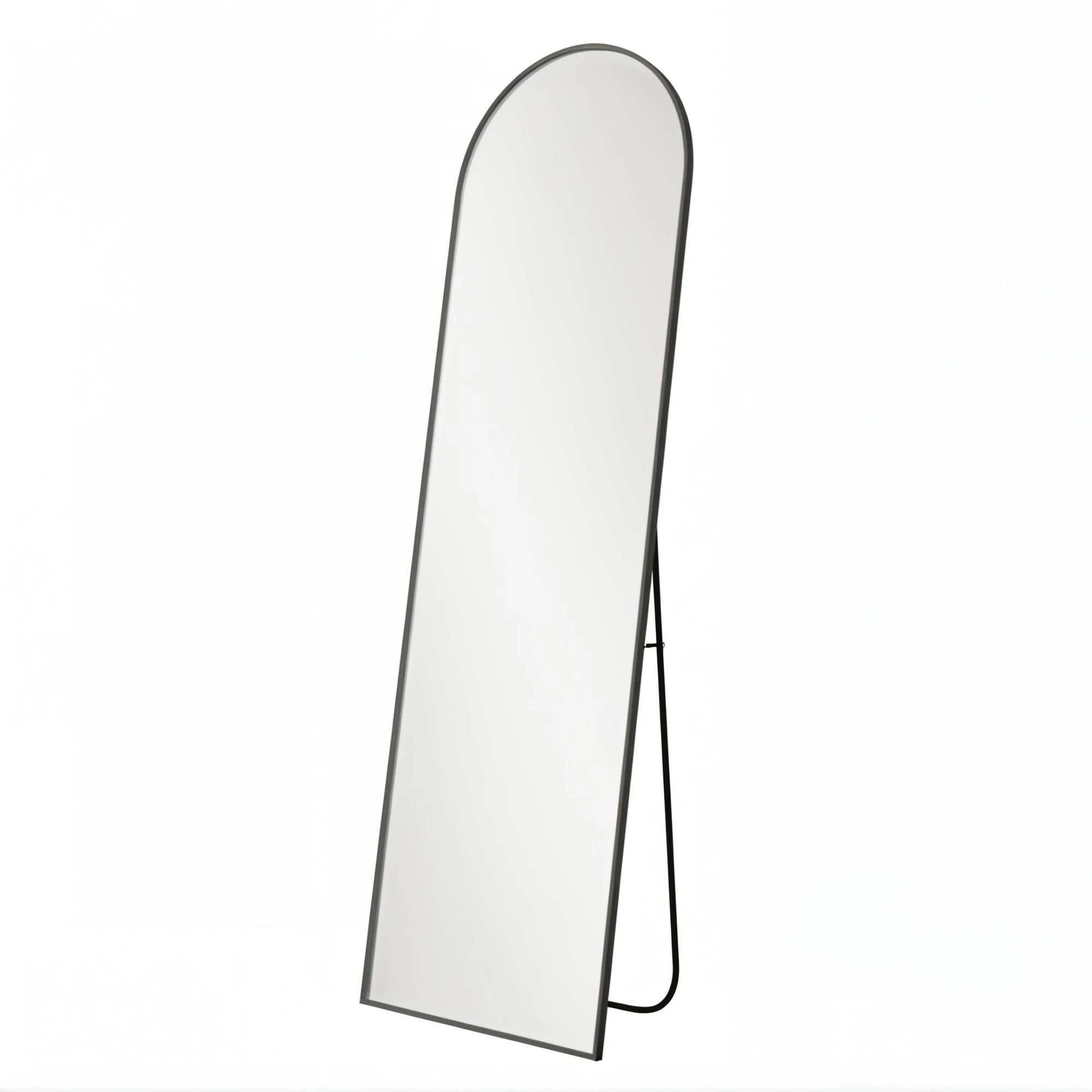 2 Yezi 165cm Full Length Free Standing Floor Mirror Arched Black Frame, 2 of 9