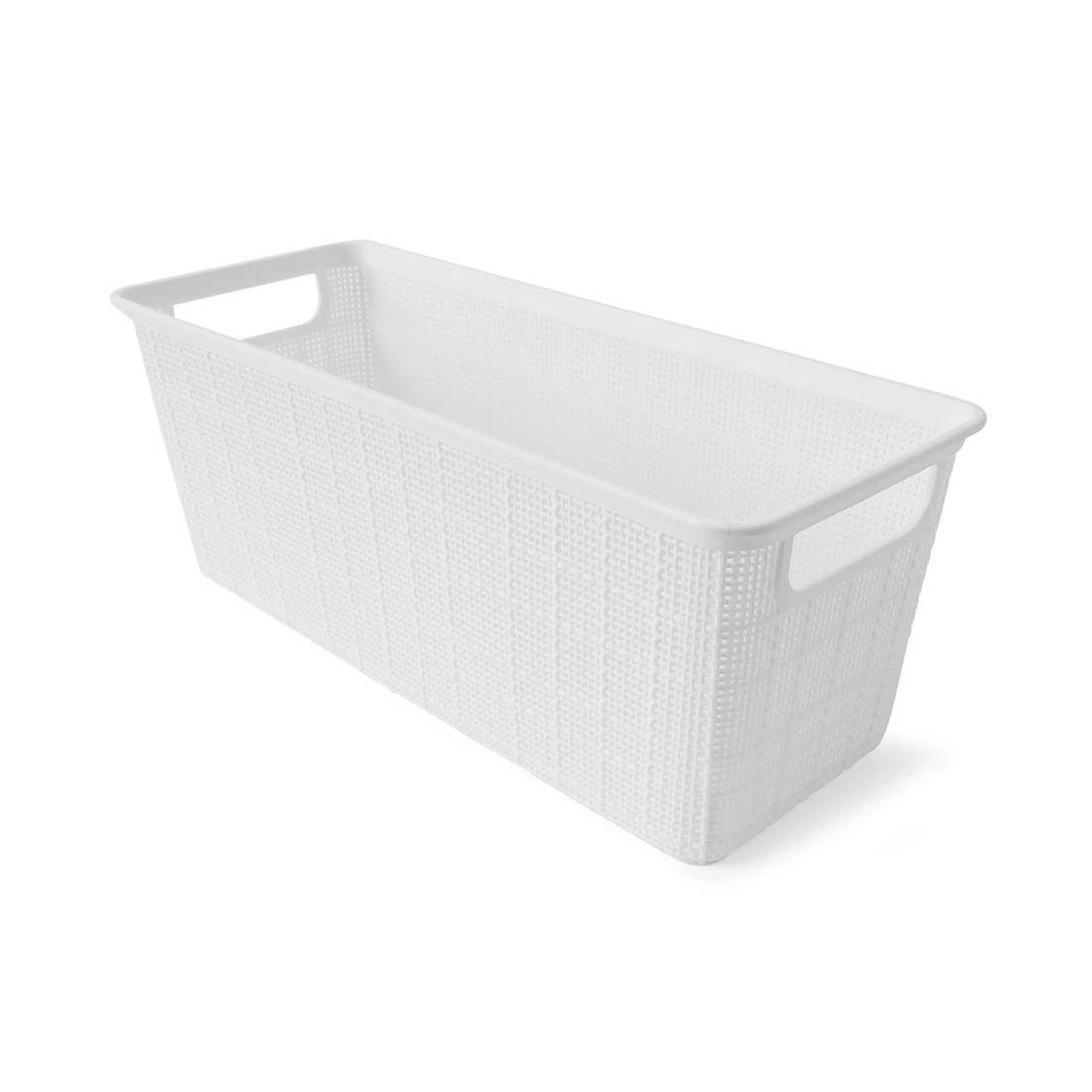 3 4.5L Linen Weave Rectangle Basket - White, 3 of 8