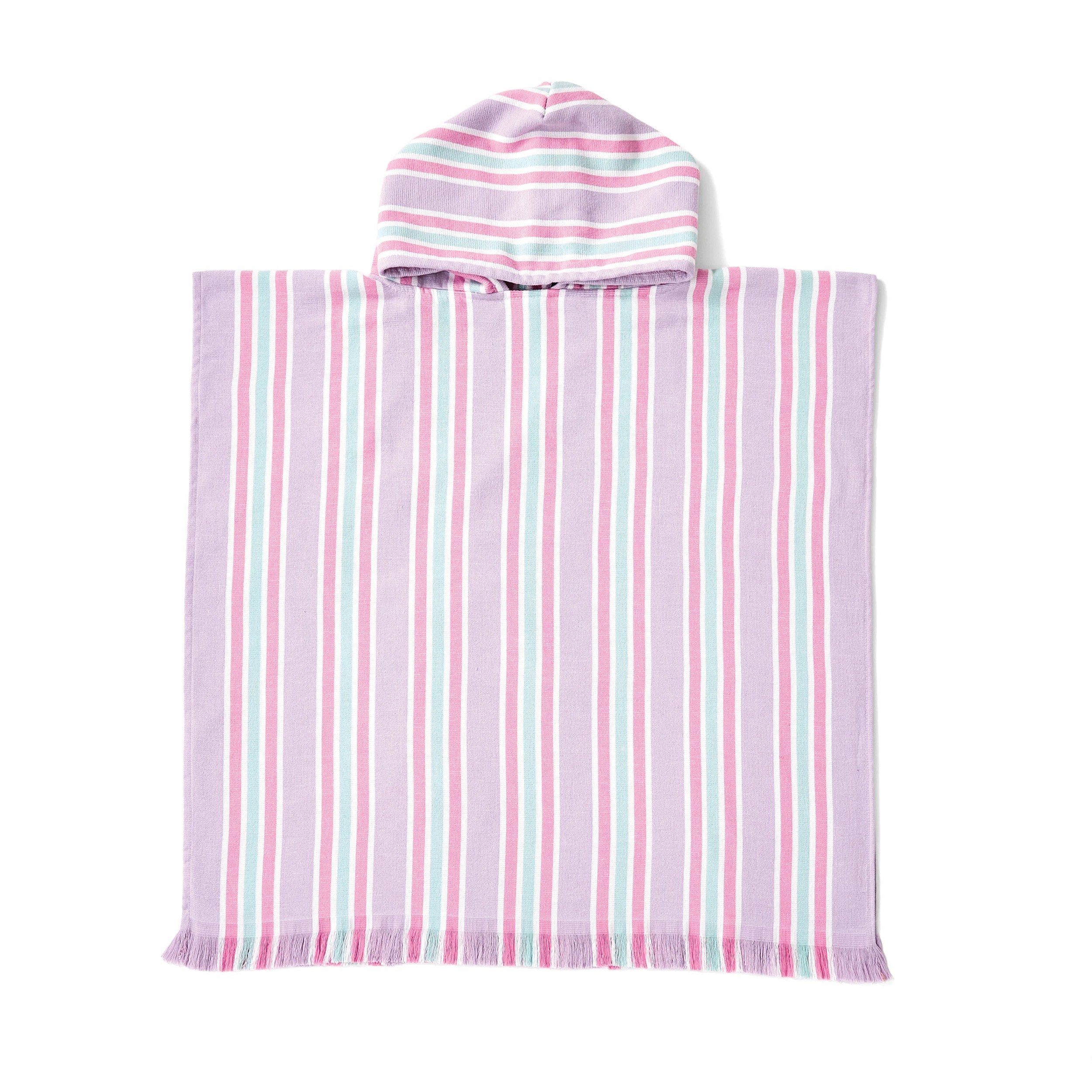 8 Kids Hooded Turkish Beach Towel - Lilac and Green, 8 of 9